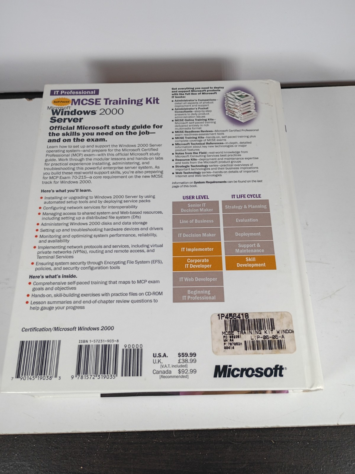 Self-Paced MCSE Training Kit Microsoft Windows 2000 Server (missing disc)