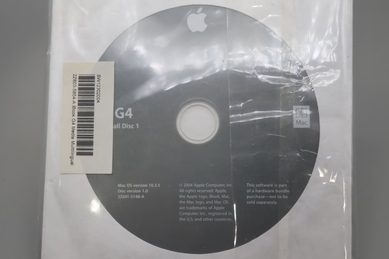 2001Apple iBook G4 Mac OS 10.3.5 Install DVD’s SET- NEW- SW12302004- Version 1.0