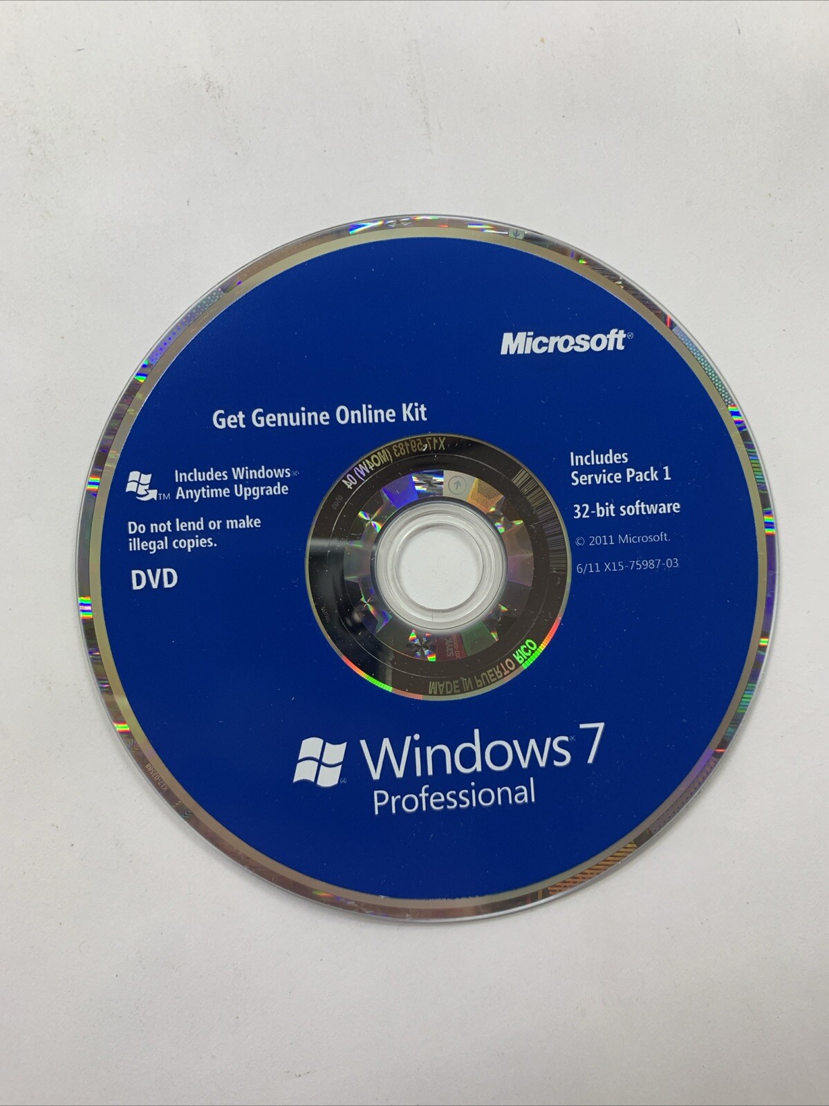 MICROSOFT Windows Pro 7 SP1 32-bit and 64-bit Software- Get Genuine Online Kit