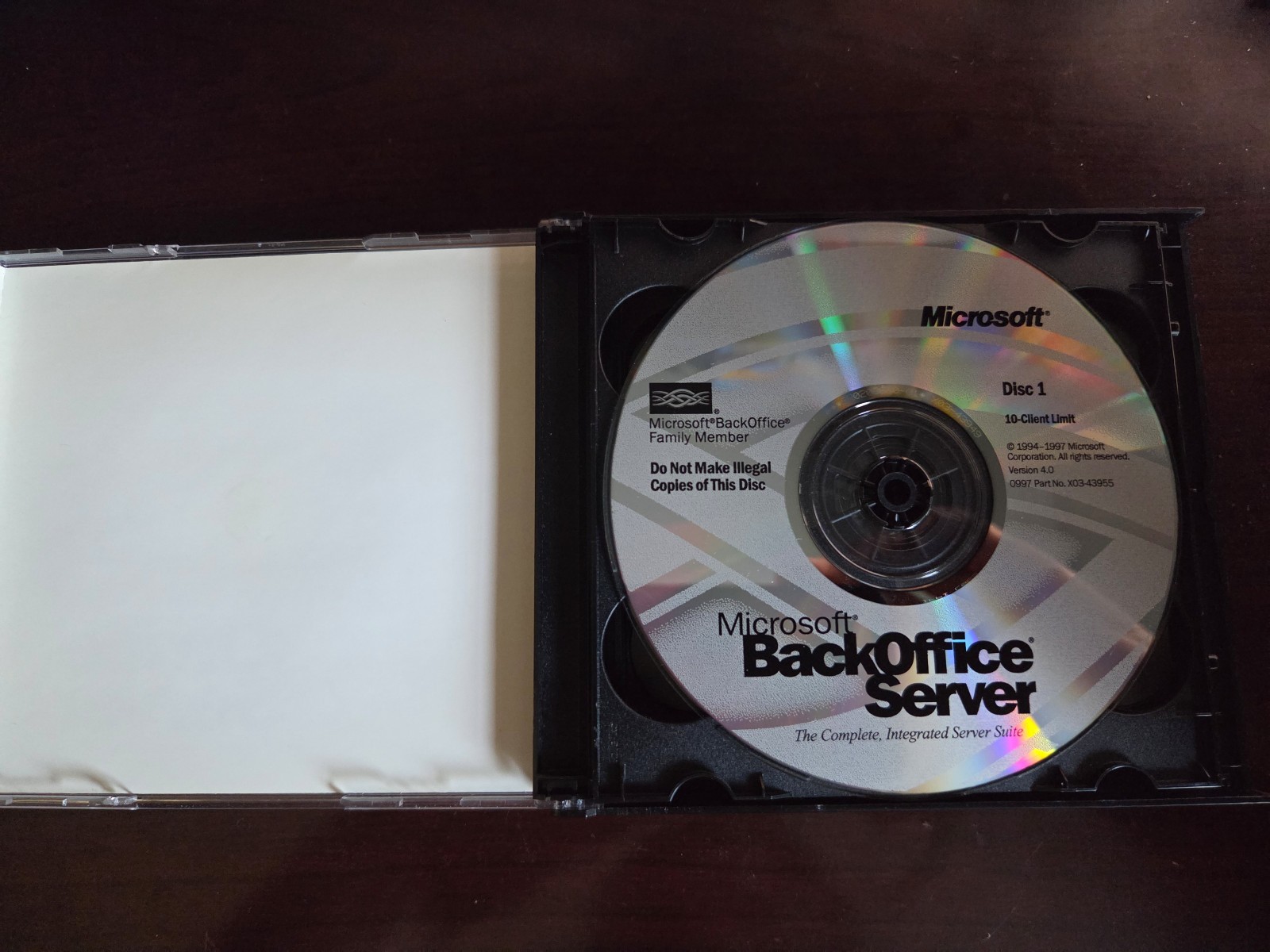 Microsoft BackOffice Server 4.0 10 user license software w/ key 1997 Windows OS
