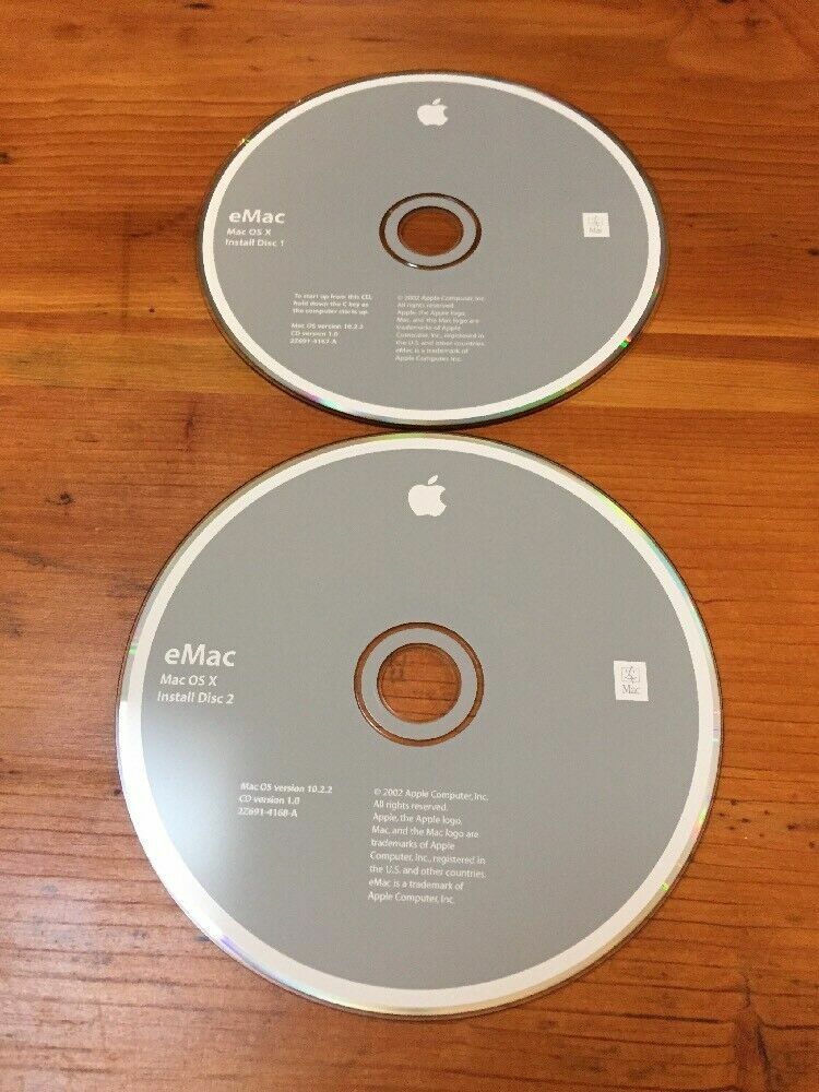 Mac Macintosh eMac OS X 10.2 Install Software Discs CDs 10.2.2 Jaguar 2002