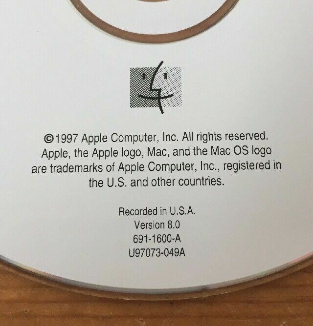 Vintage 1997 Mac OS 8 v8.0 Macintosh Software Install Installation Disc CD