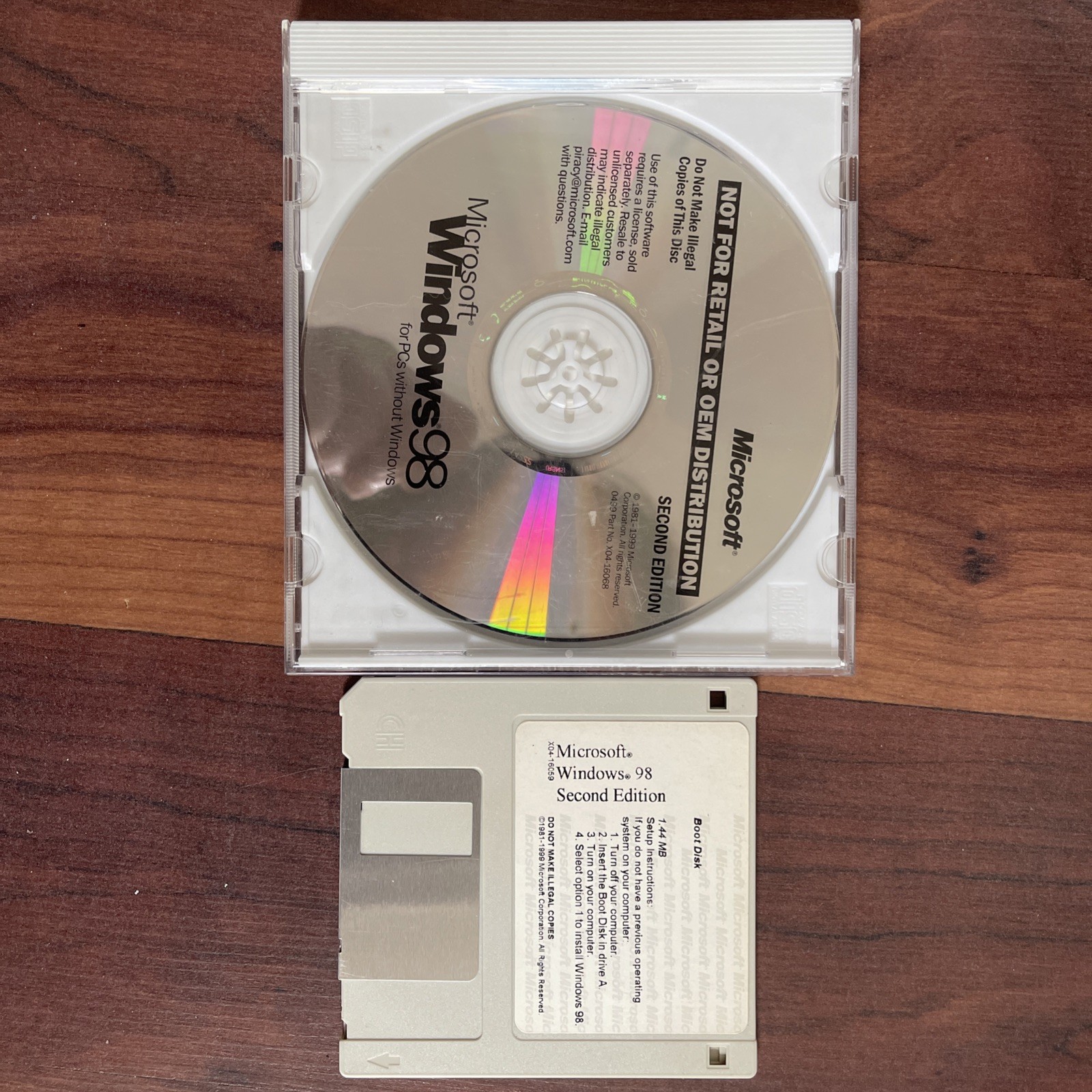 Microsoft Windows 98 Second Edition Retail Full Version Product Key CD Boot Disk