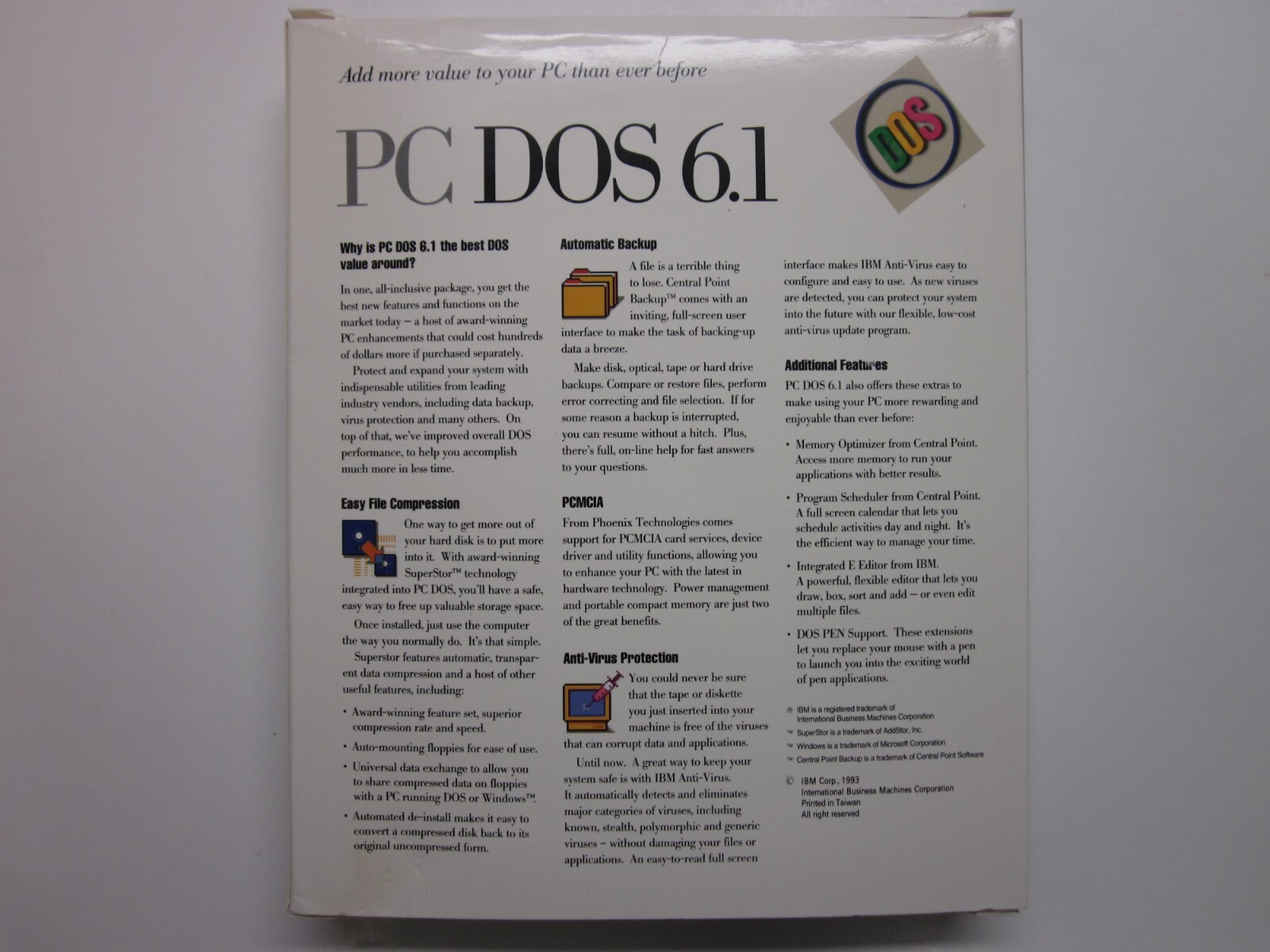 PC DOS OEM Version 6.1 3.5″ Floppy Disks