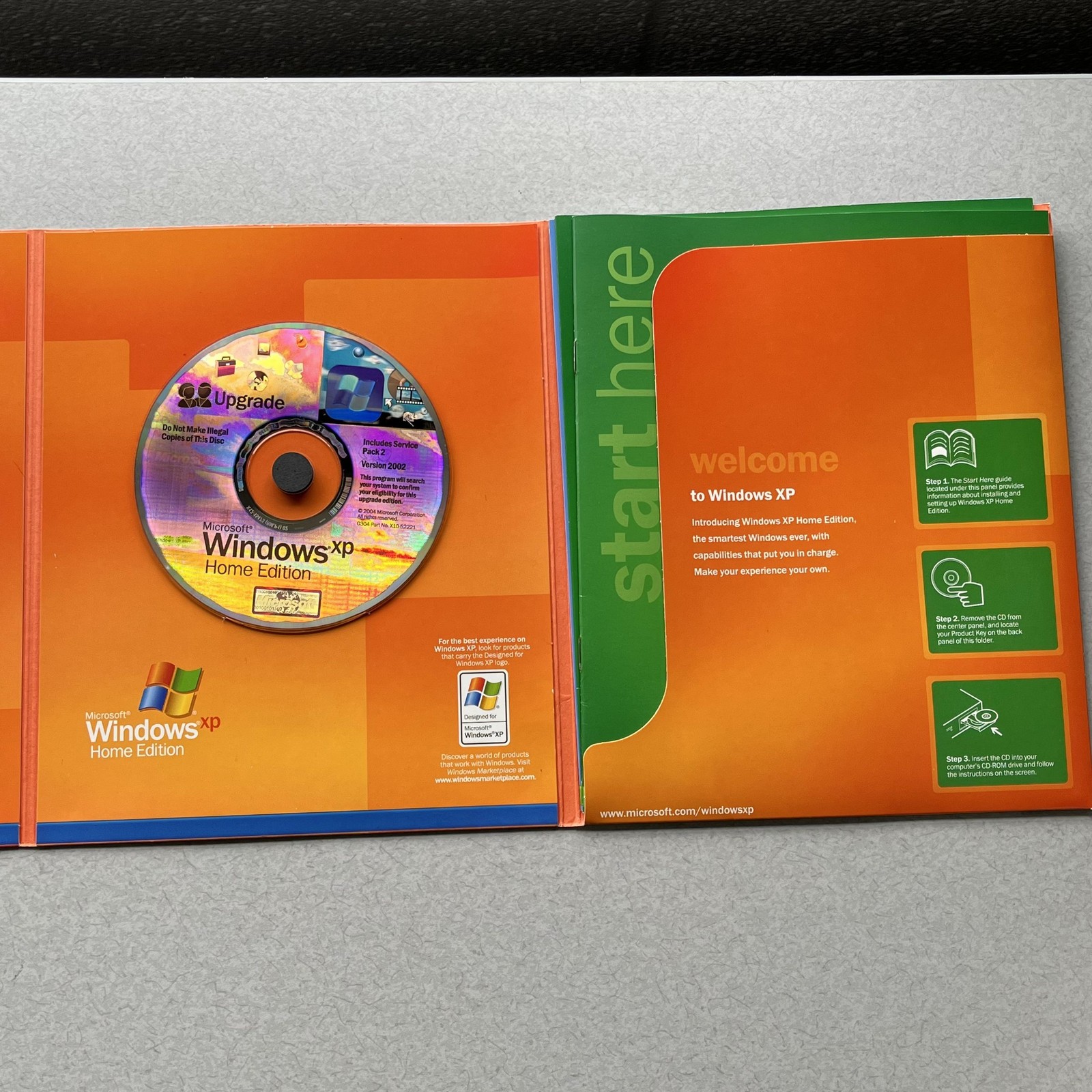 Vintage Microsoft Windows XP Home Edition Upgrade CD SP2 Ver 2002 X10-99521