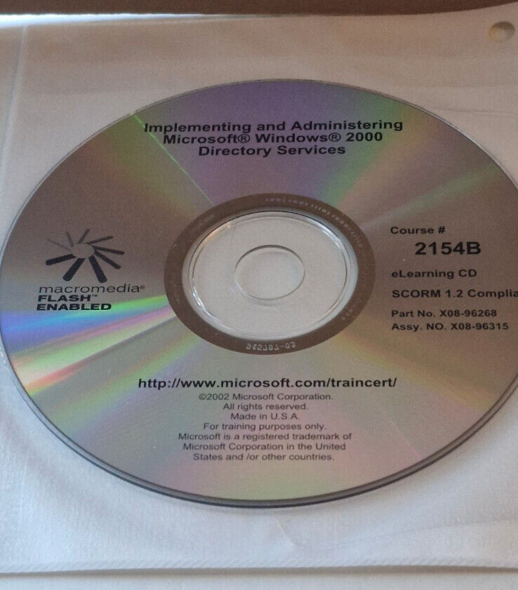 2 CDs Implementing Microsoft Windows 2000 directory Services Course 2154B
