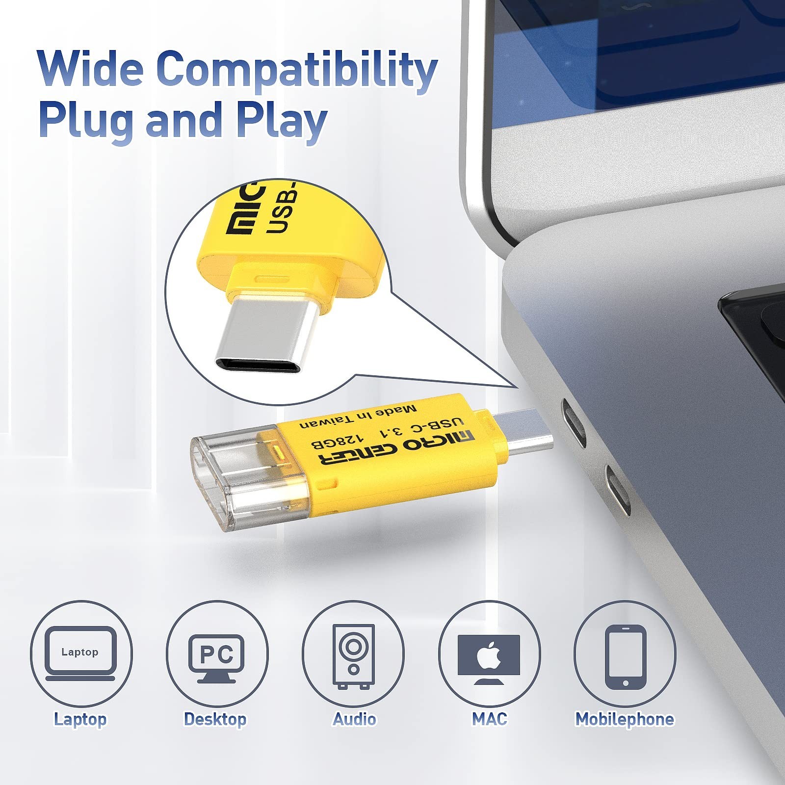 INLAND Micro Center Super Speed 2 Pack 128GB Type-C USB 3.0/USB 3.1 Gen 1 Min…