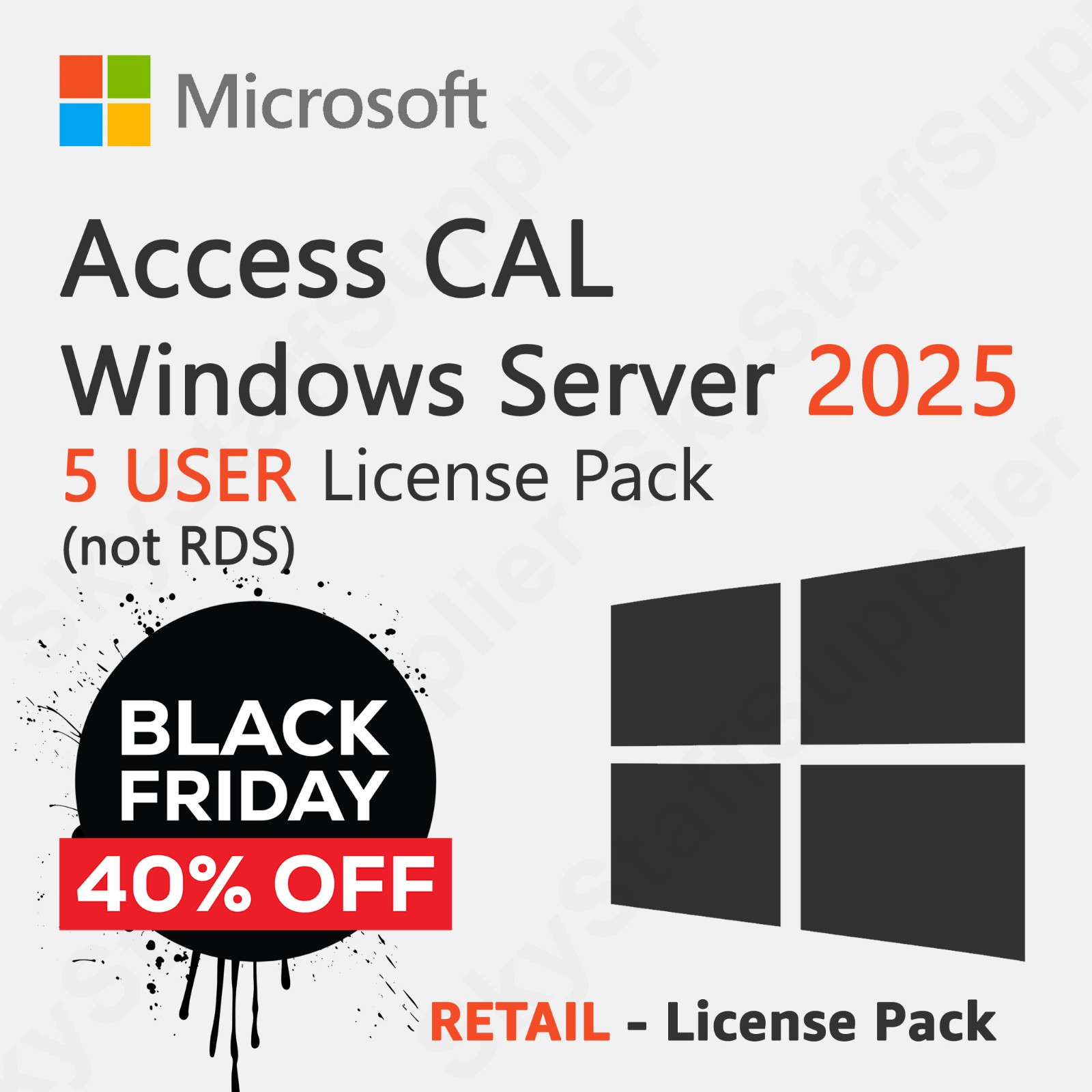 Microsoft Windows Server 2025 – 5 USERS ACCESS CALs [not RDS] RETAIL PACK NEW
