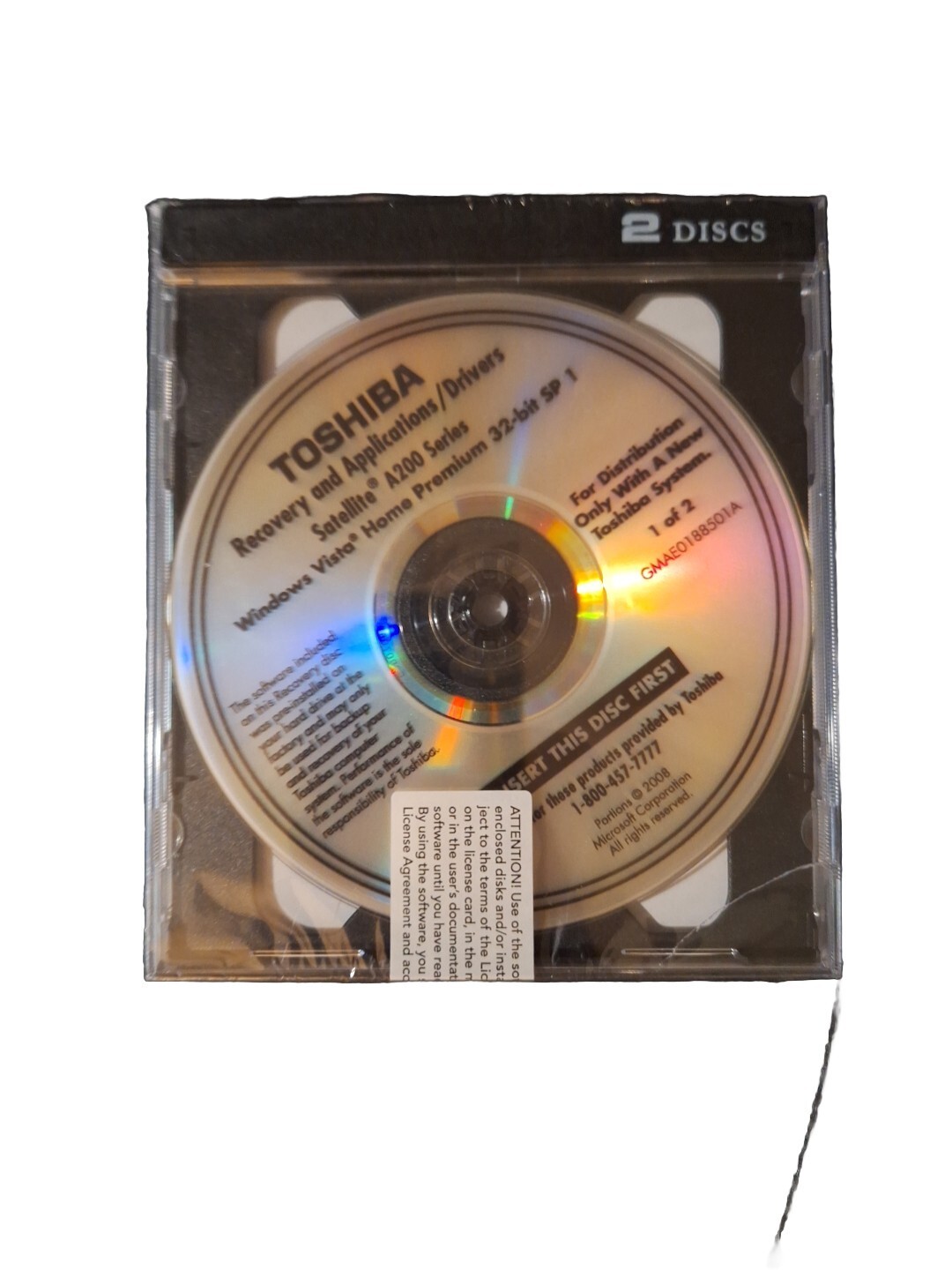 Toshiba Recovery and Applications Drivers DVD Satellite A200 Sealed NEW FACTORY