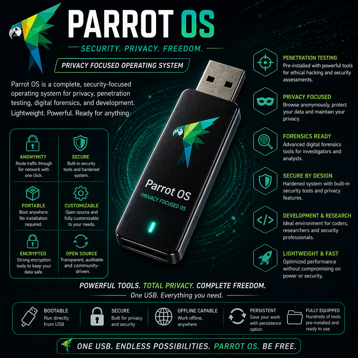 Parrot Security | Security Focused OS | Bootable LIVE + Install USB | LATEST