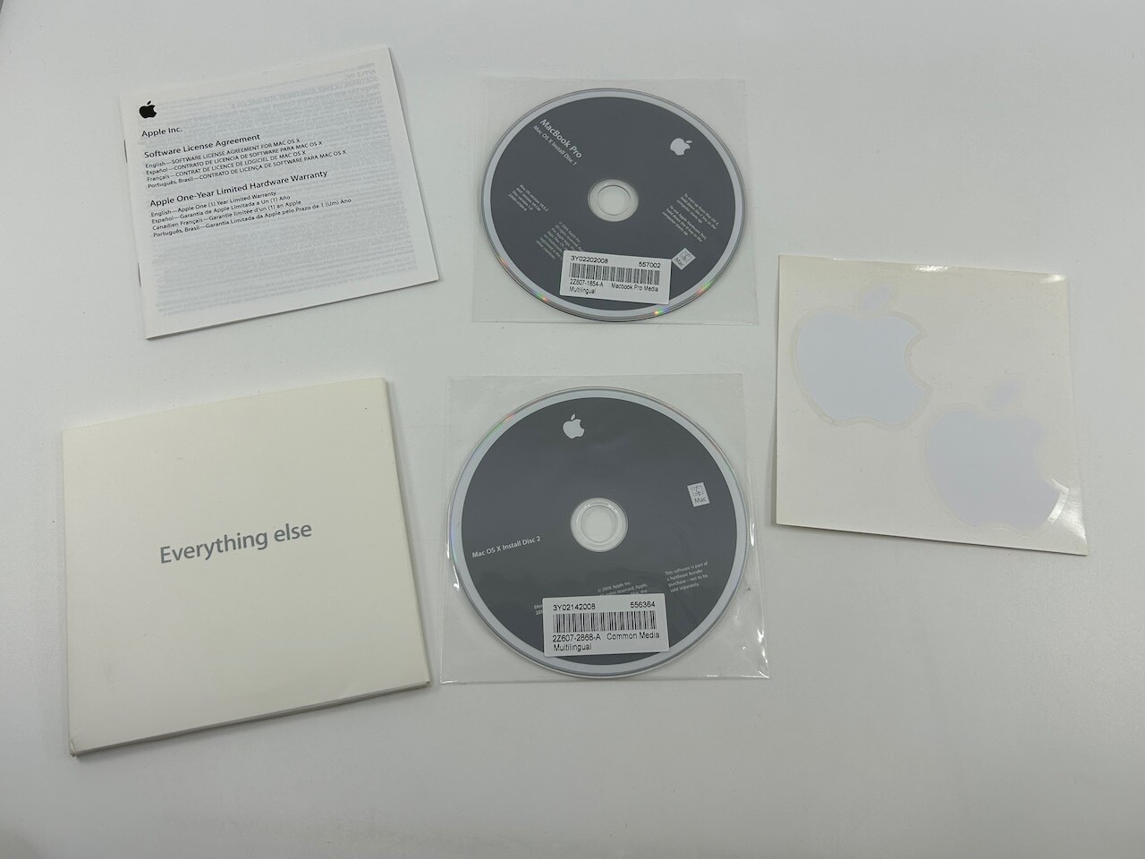 Apple MacBook Pro Mac OS X Install Disc 1 & 2 Version 10.5.2 + Apple Stickers