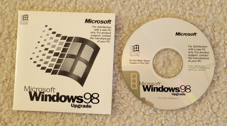 VINTAGE Microsoft Windows 98 Upgrade CD & Manual with Product Key