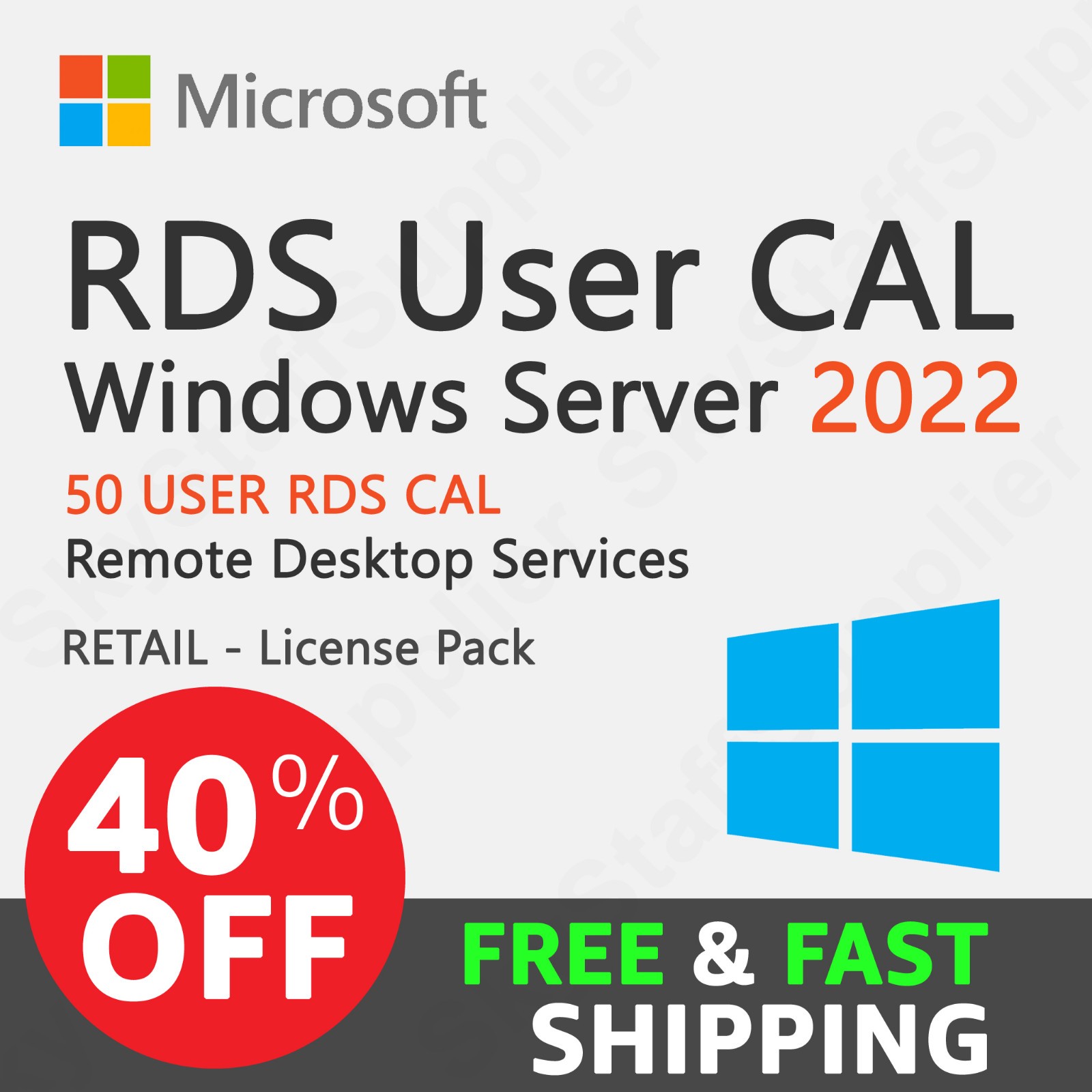 Windows Server 2022 Remote Desktop RDS License 50 Users FULL NEW RETAIL PACK