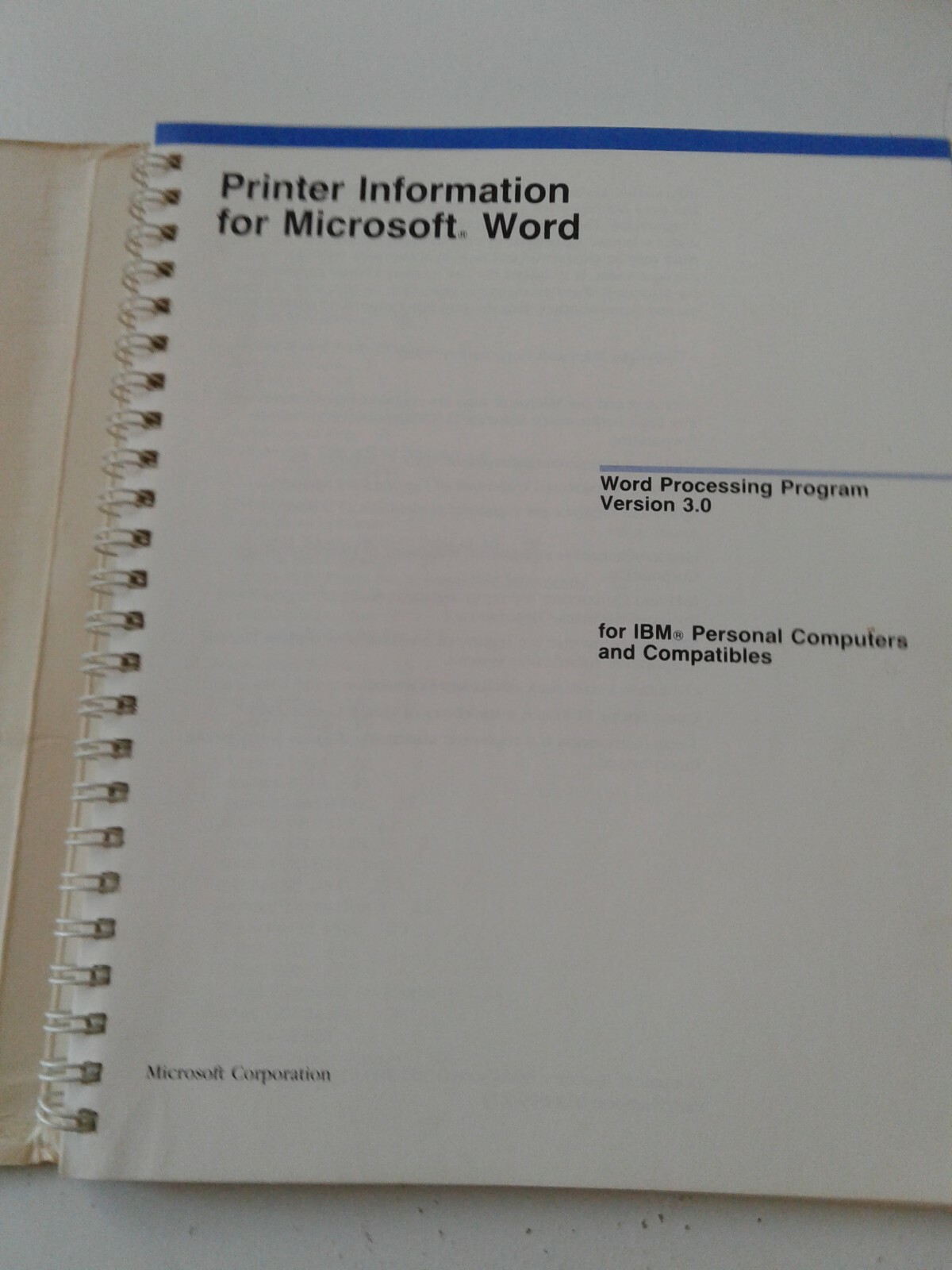 Computer Microsoft Word Word Processing Program Printer Information 1986