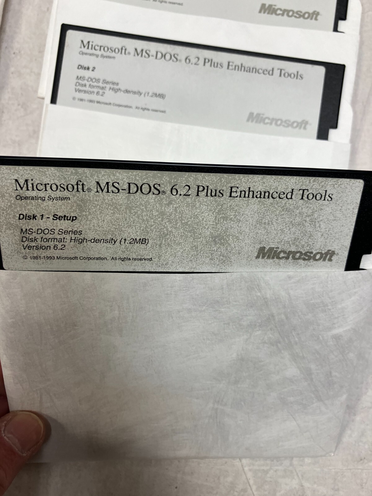 Microsoft MS-DOS 6.2 OS Plus Enhanced Tools 5.25″ Floppy Disks 1-4