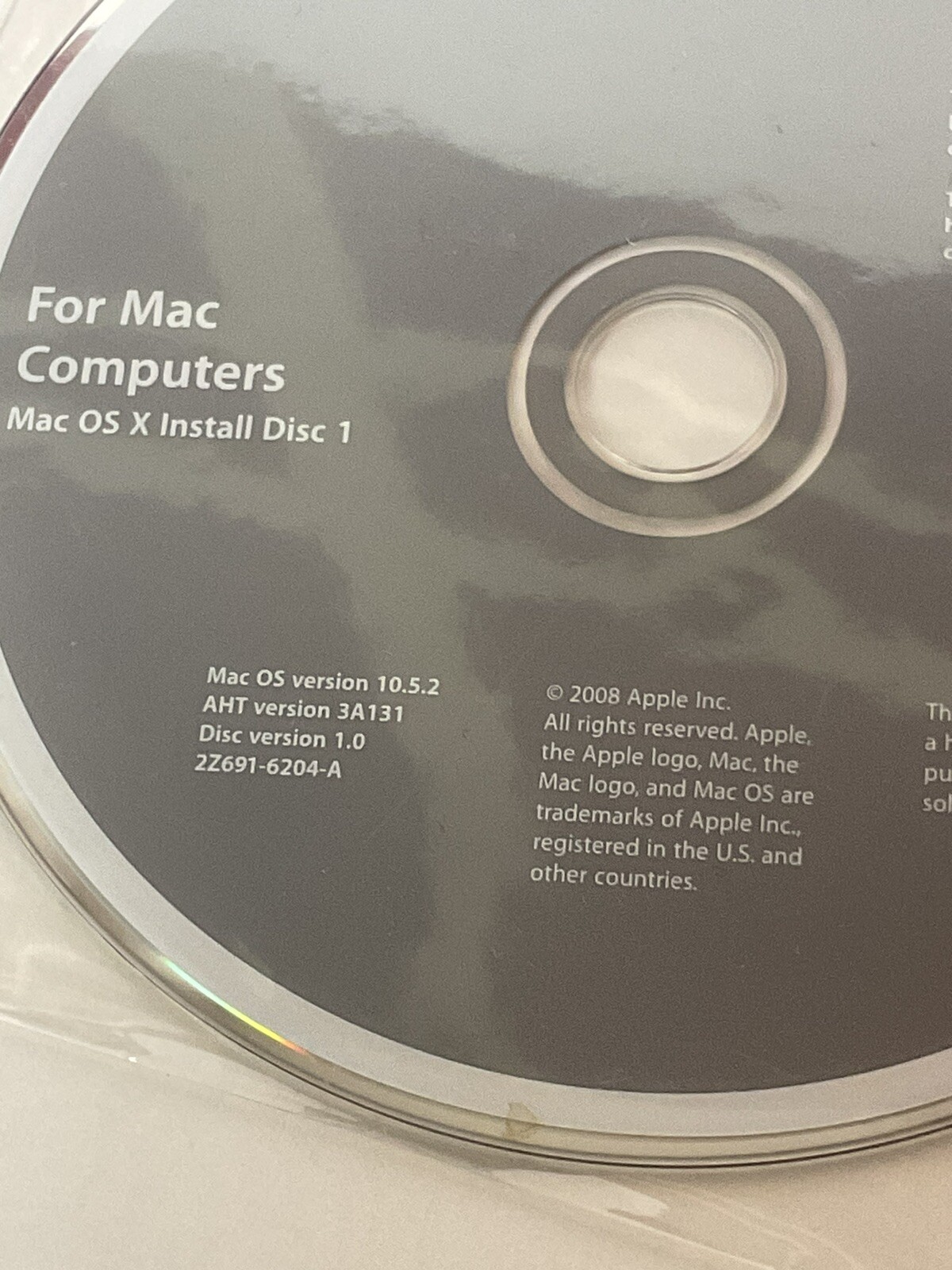 Macintosh OS X Install Disc 1 & 2 Version 10.5.2 OEM