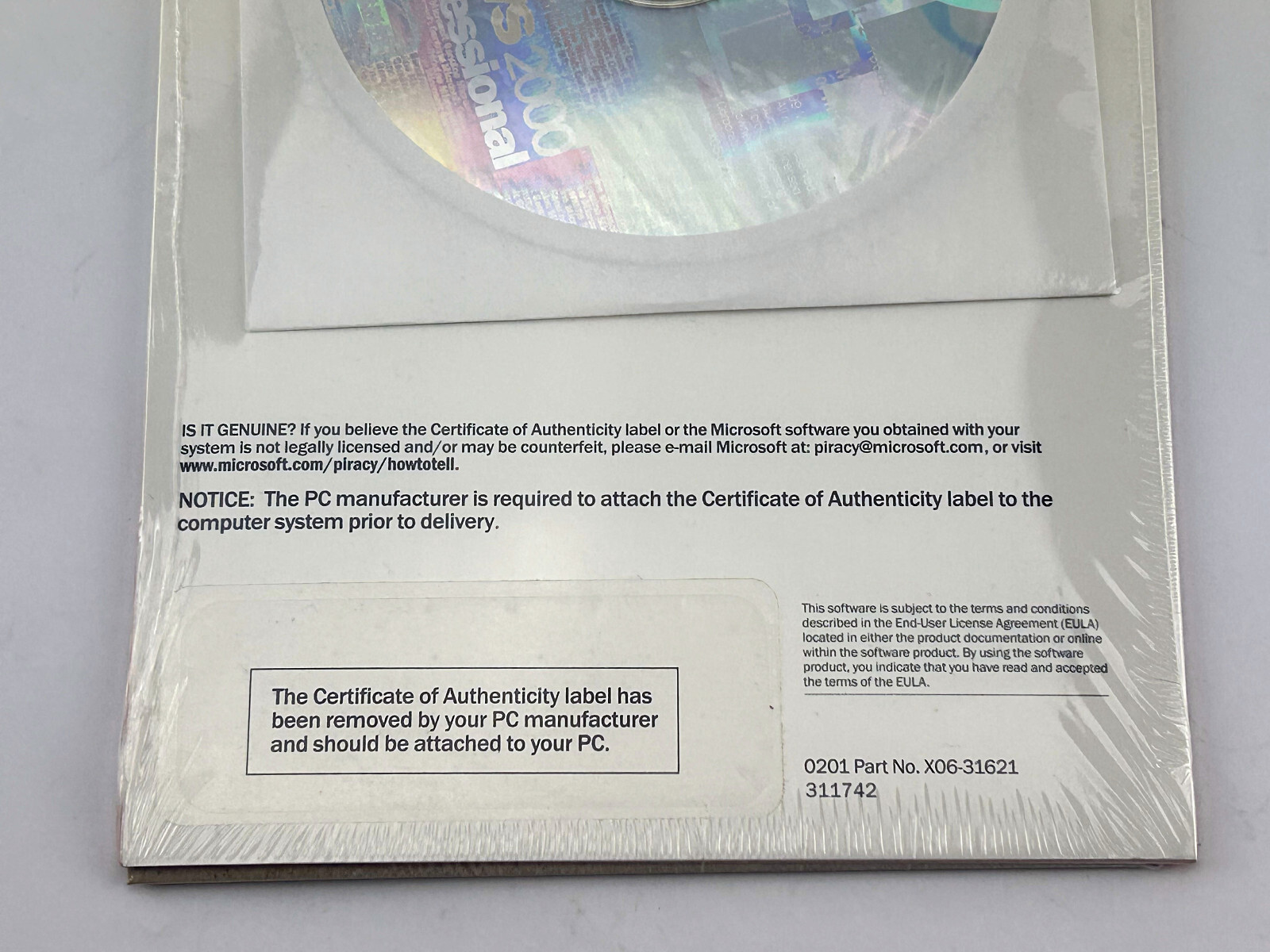 New Windows 2000 Professional CD Sealed