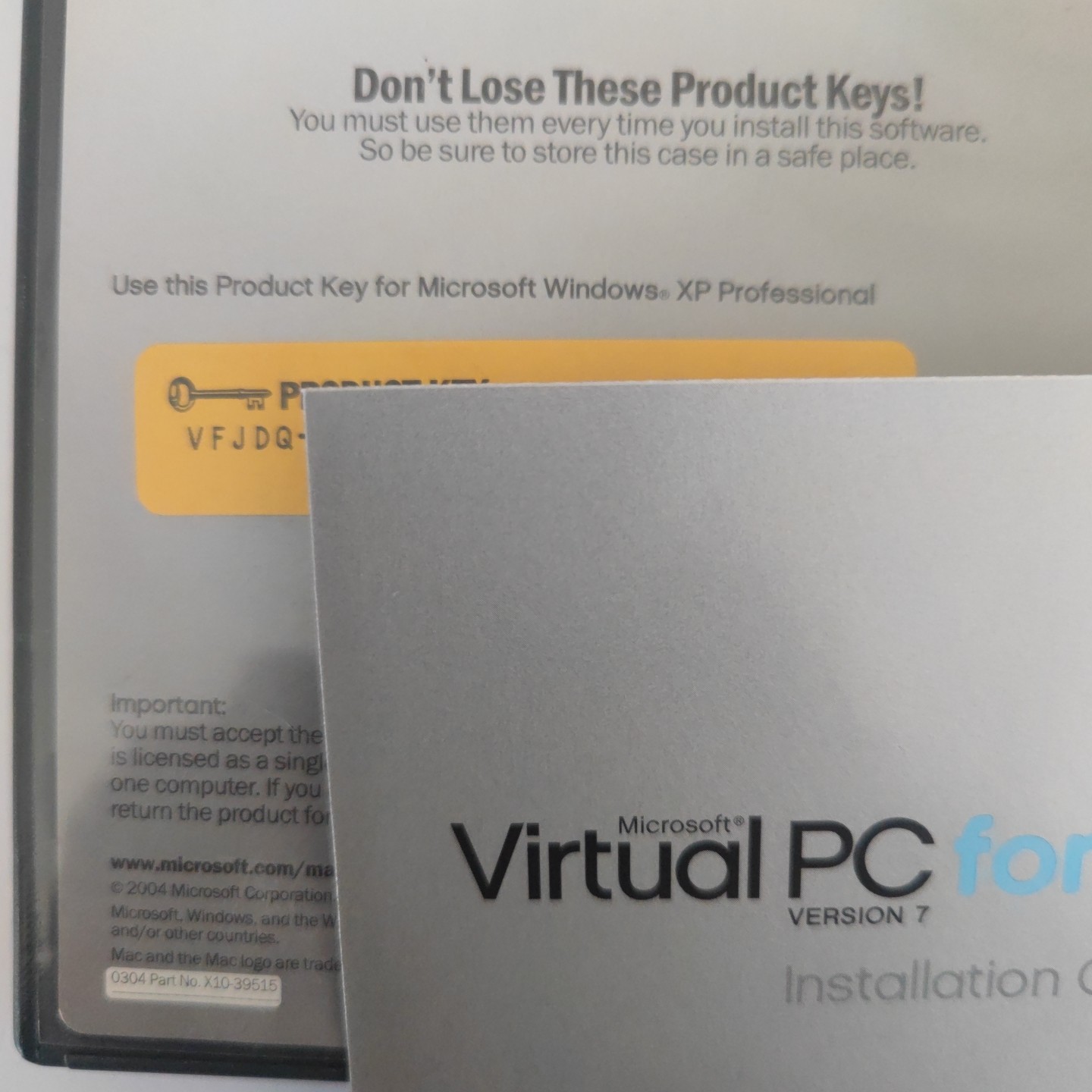 Microsoft Virtual PC For Mac Version 7 w/ Windows XP Professional CDs + Manuals