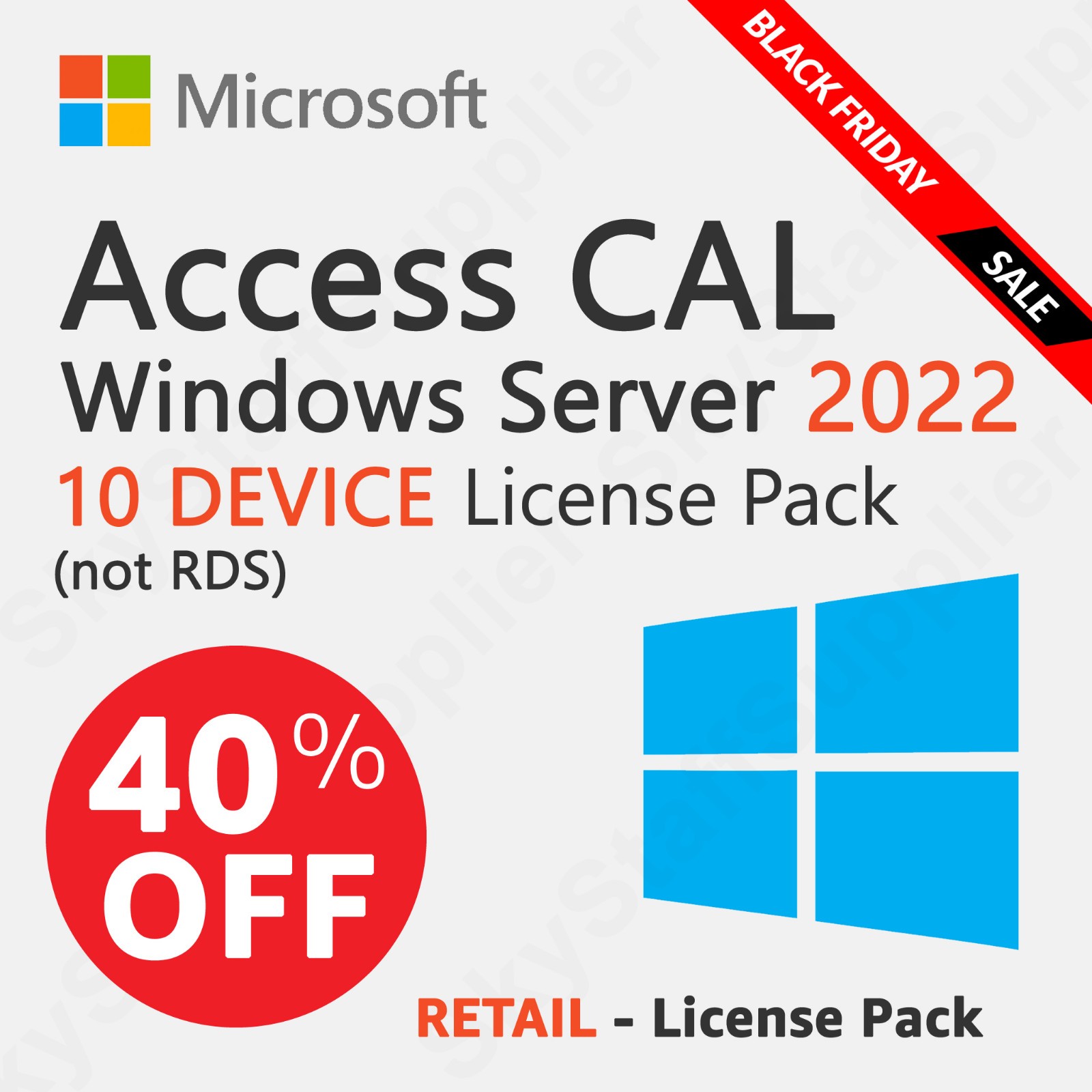 10 Device ACCESS CALs (not RDS) for Microsoft Windows Server 2022 Retail PACK