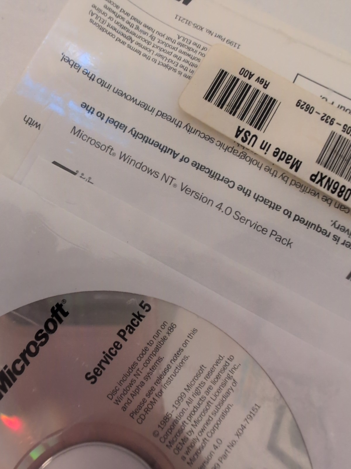 Windows NT Workstation 4.0 Svc Pack MANUAL CD Factory sealed packages For Dell