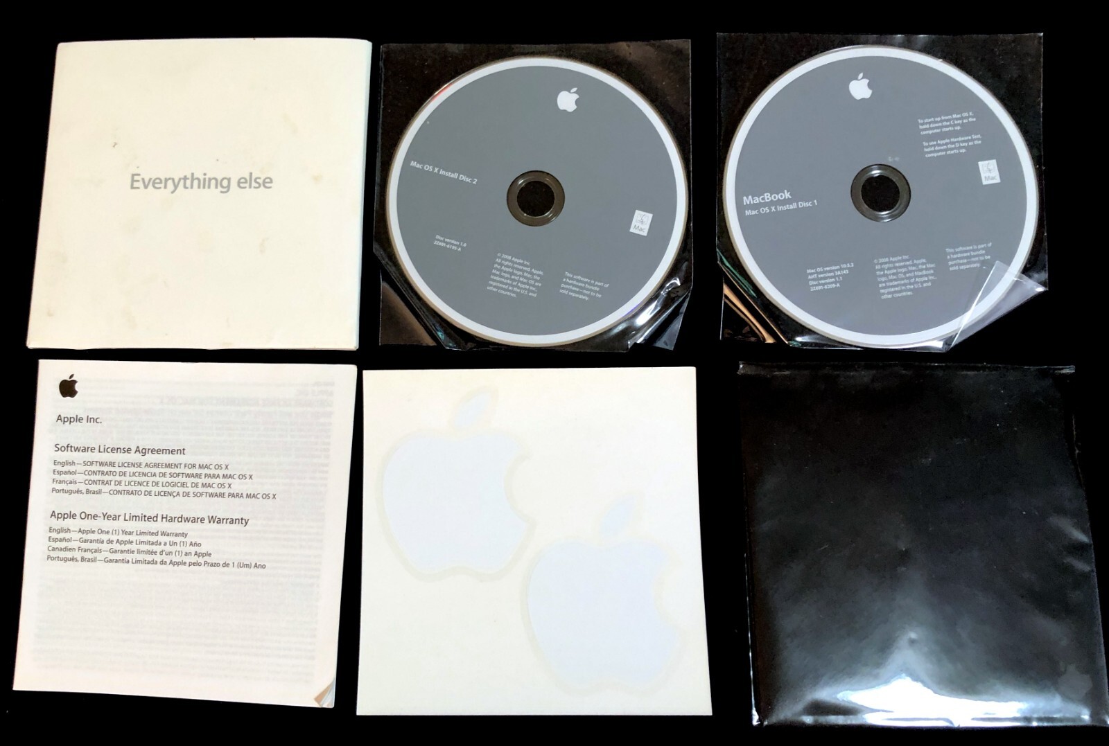 Mac OS X & Application Install DVDs – OS Version 10.5.2 – Disc Version 1.1 OEM