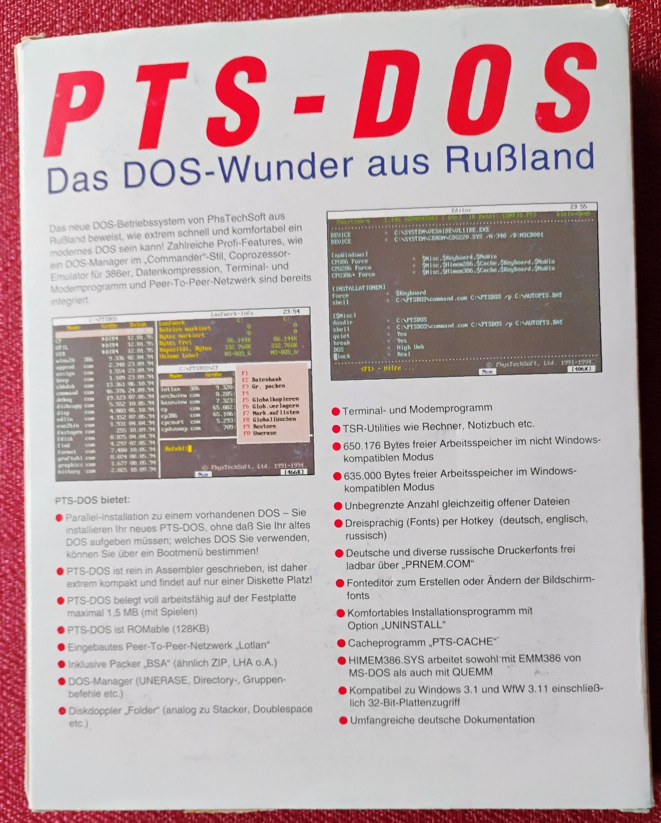 PTS-DOS operating system compatible with Windows 3.11 in German language