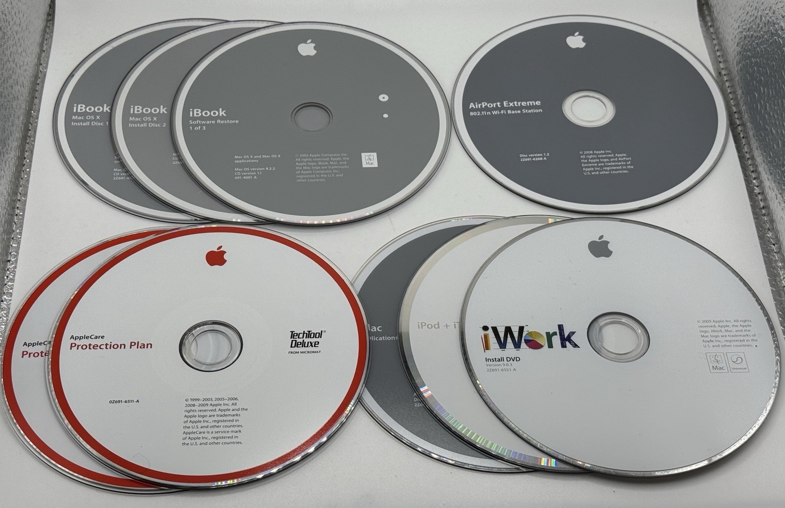 Vintage Apple Software CD DVD Lot iBook Mac OS X Restore Install iWork Airport