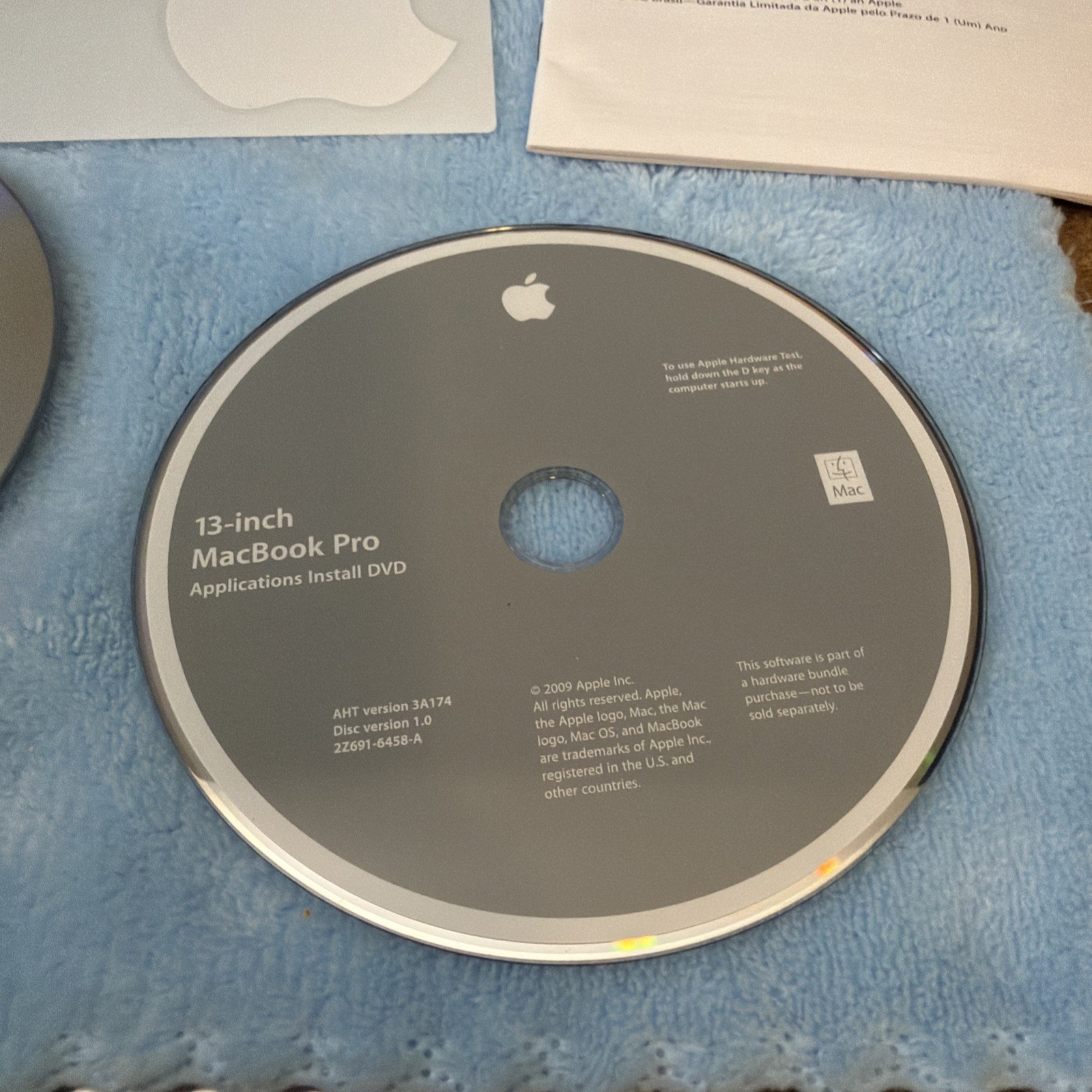 Apple 13-inch MacBook Pro Mac OS X 10.5.7 Install & Applications OEM DVD