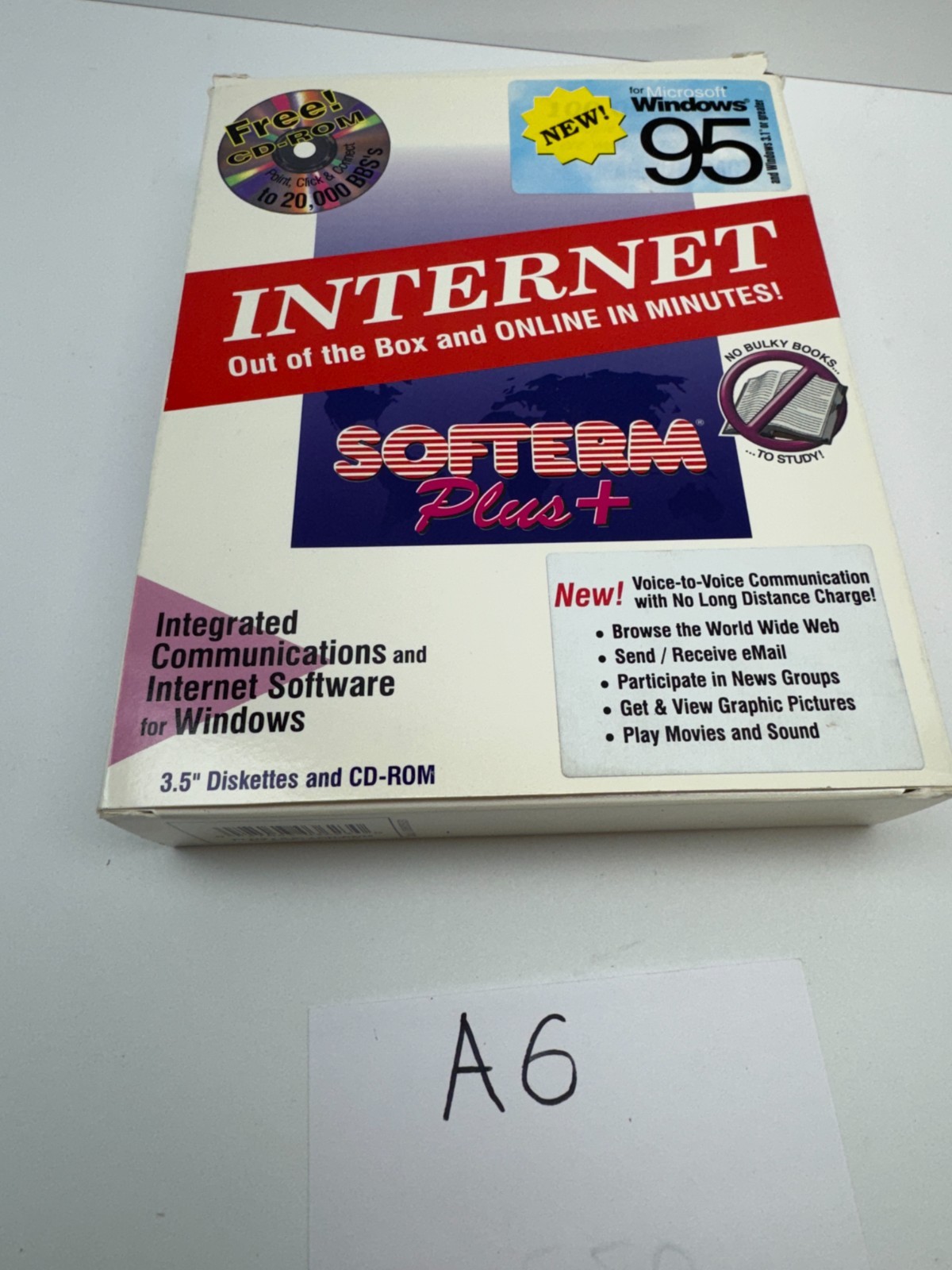 Vintage Softerm Plus+ V 4.0 Sofronics Windows 95 Internet BBS Big Box PC Softwar