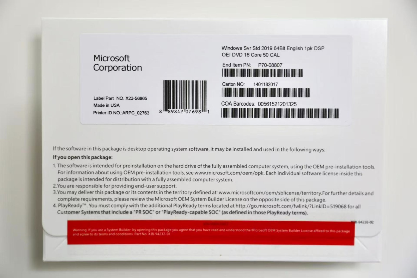 Win Server 2019,2022,2025Standard – New Sealed DVD and Product Key