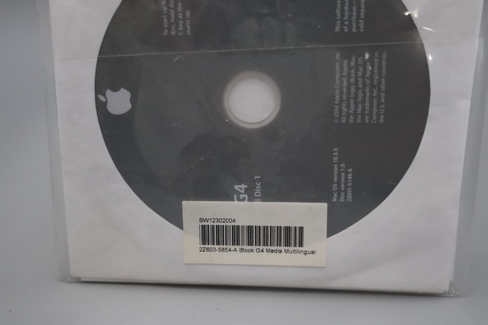 2001Apple iBook G4 Mac OS 10.3.5 Install DVD’s SET- NEW- SW12302004- Version 1.0