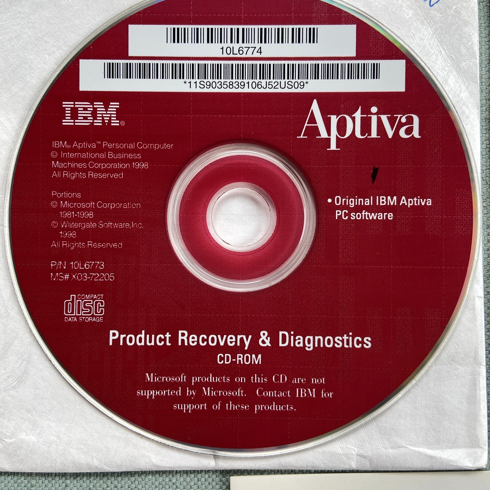 IBM Aptiva PC Computer Software CD Product Recovery Diagnostics Applications 98