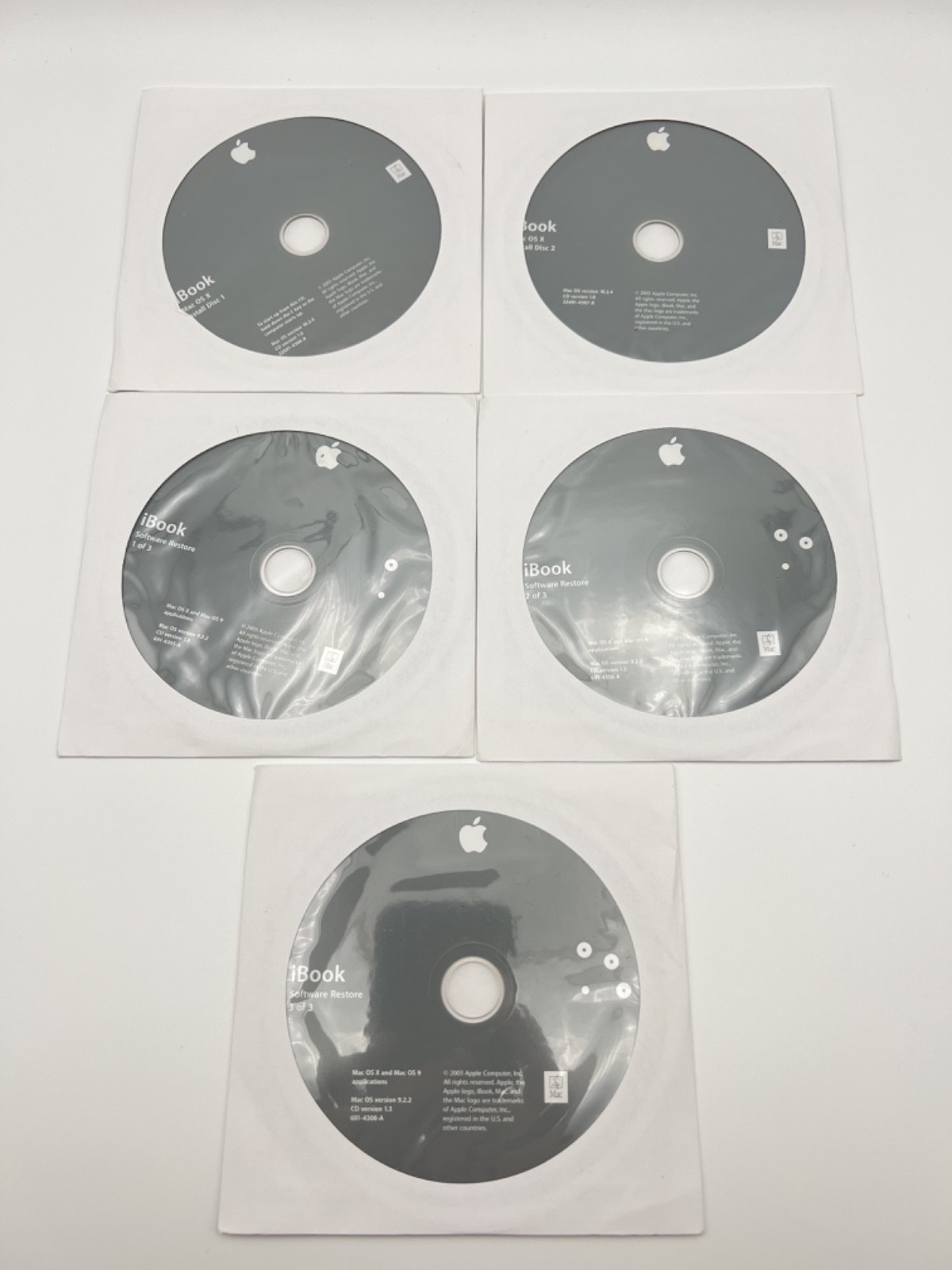 iBOOK Mac OS X 10.2.4 Jaguar Discs Install Software Restore CDs Macintosh 2003