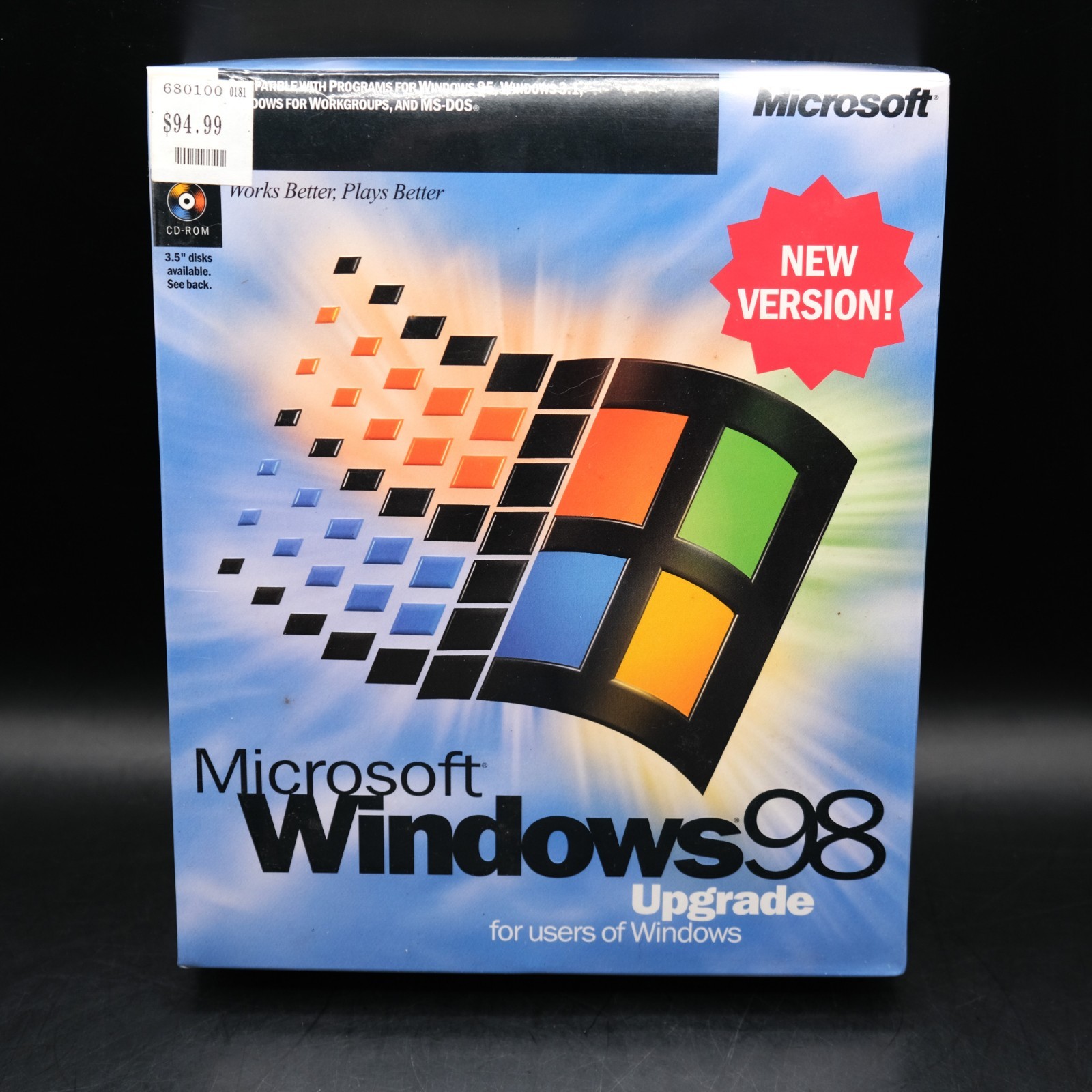 NEW MINT Microsoft Windows 98 Upgrade (New Version) Factory Sealed