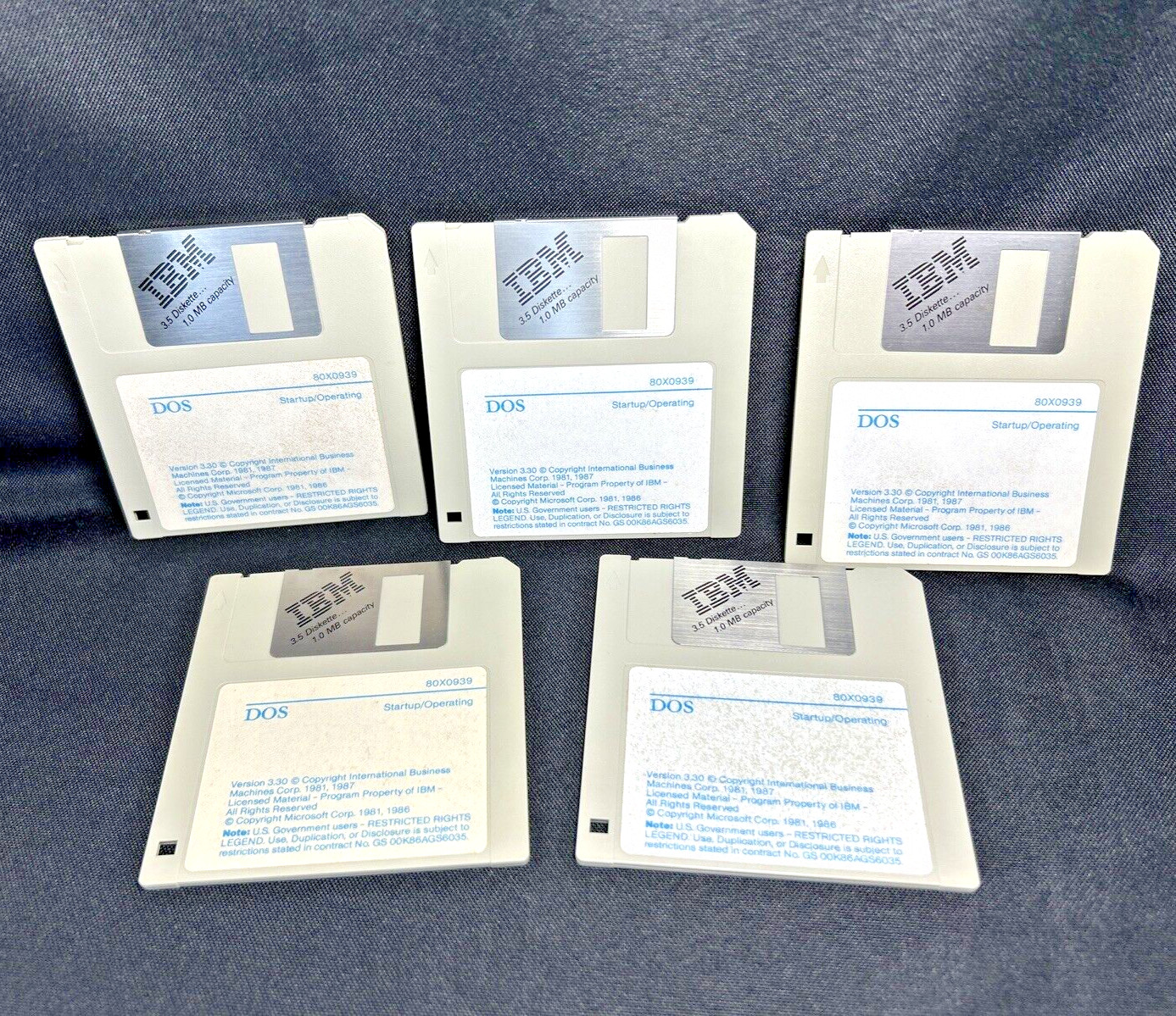 IBM OEM PC DOS 3.30 Startup/Operating – (5) 3.5″ Floppy Diskette 1987 Vintage