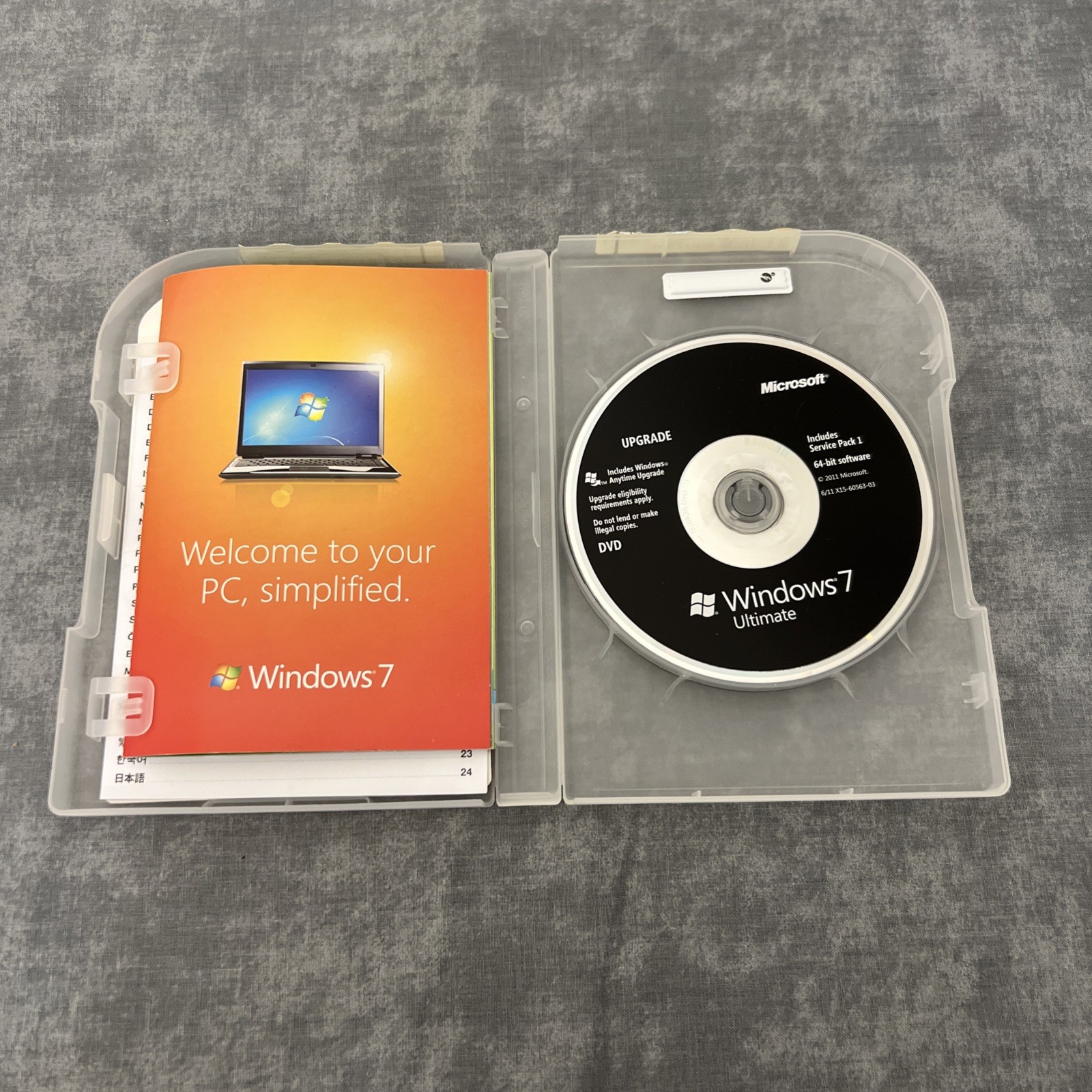 Microsoft Windows 7 Ultimate Upgrade 32/64 DVD with Key in Retail Box