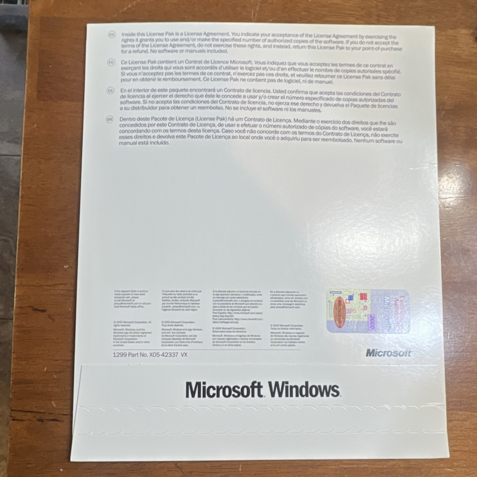 Microsoft Windows 2000 Professional LicensePak 1 Device English B23-00085