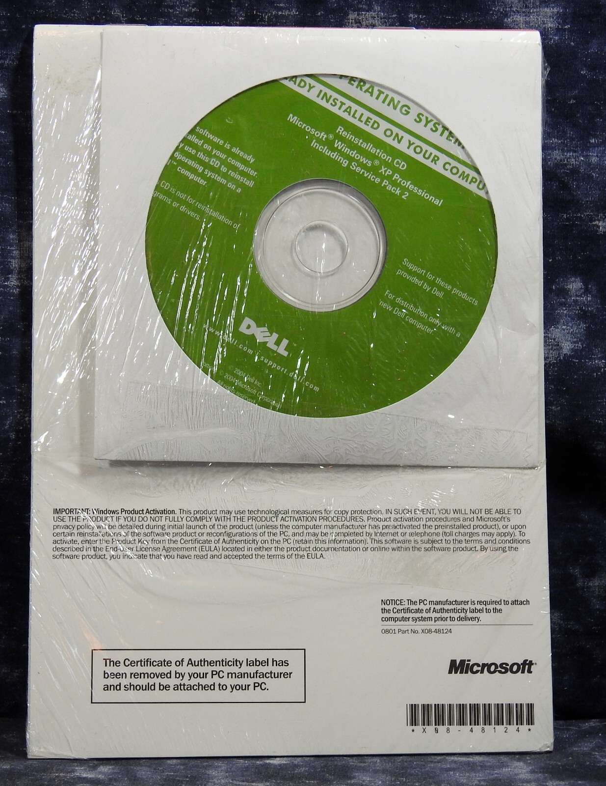 Microsoft Windows XP Professional SP2 Dell Reinstall CD 2004 0G7624