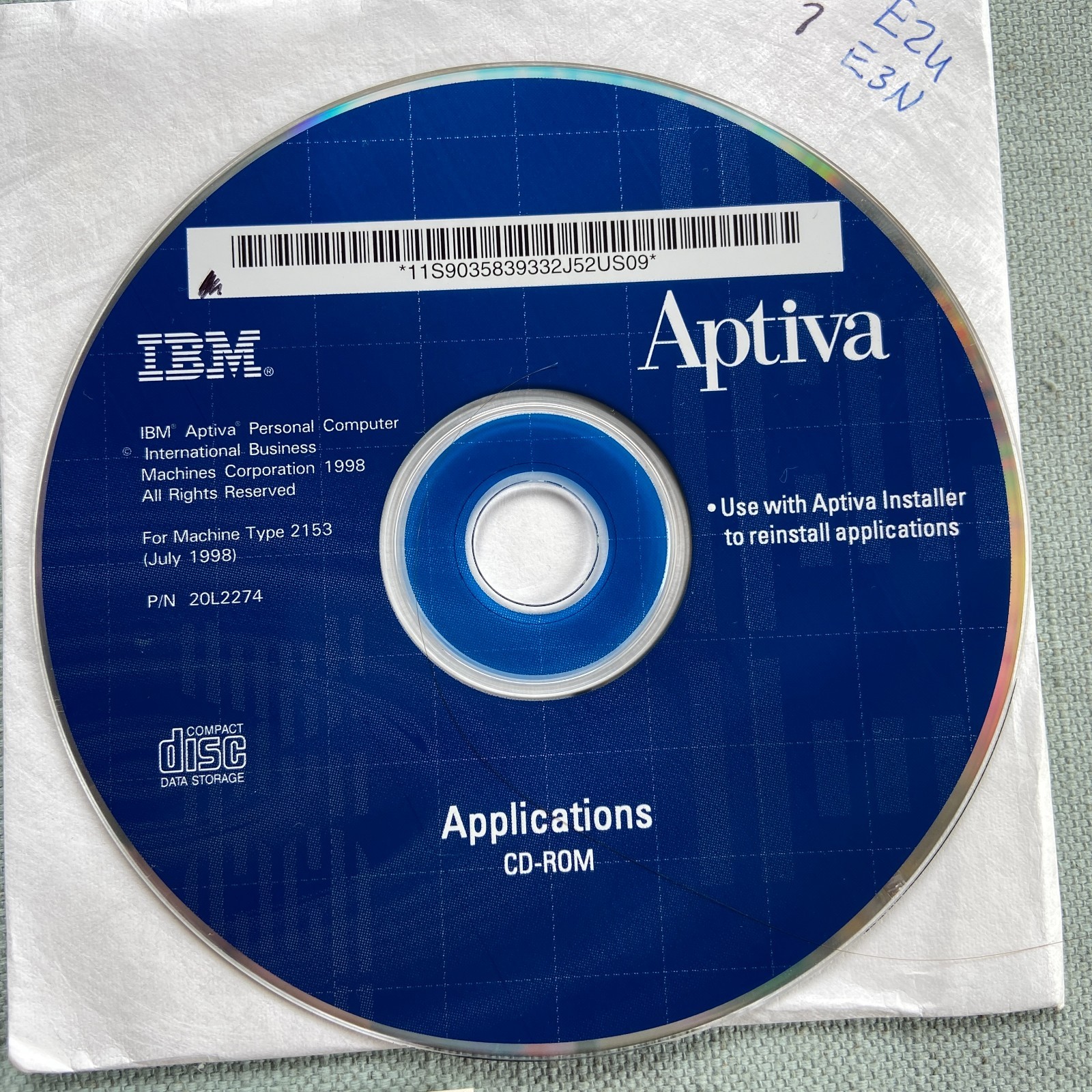 IBM Aptiva PC Computer Software CD Product Recovery Diagnostics Applications 98