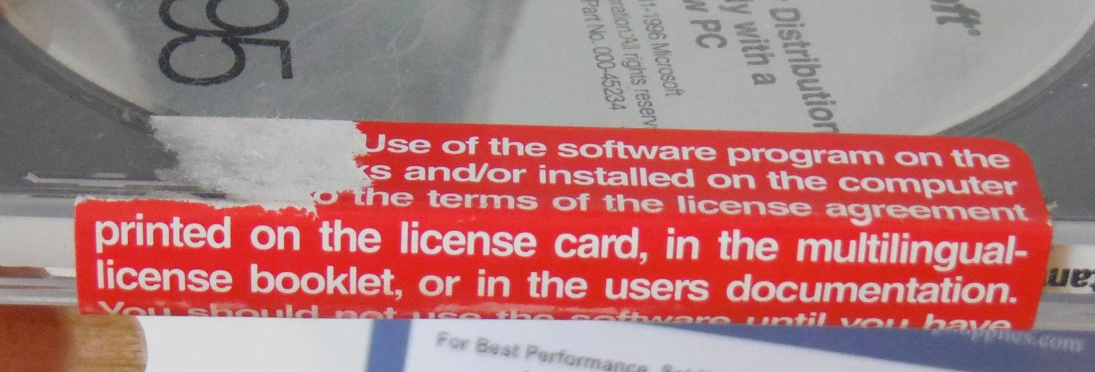 Microsoft Windows 95 CD Installation Disc 1996 unopened P88215