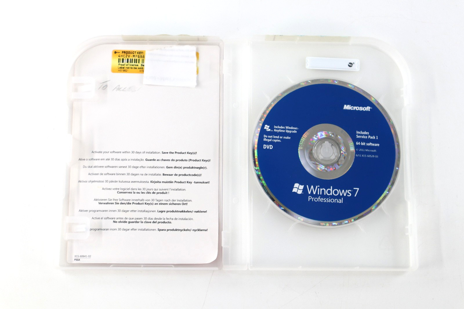 Microsoft Windows 7 Professional Full Retail Version 32 bit & 64 bit W/ Key