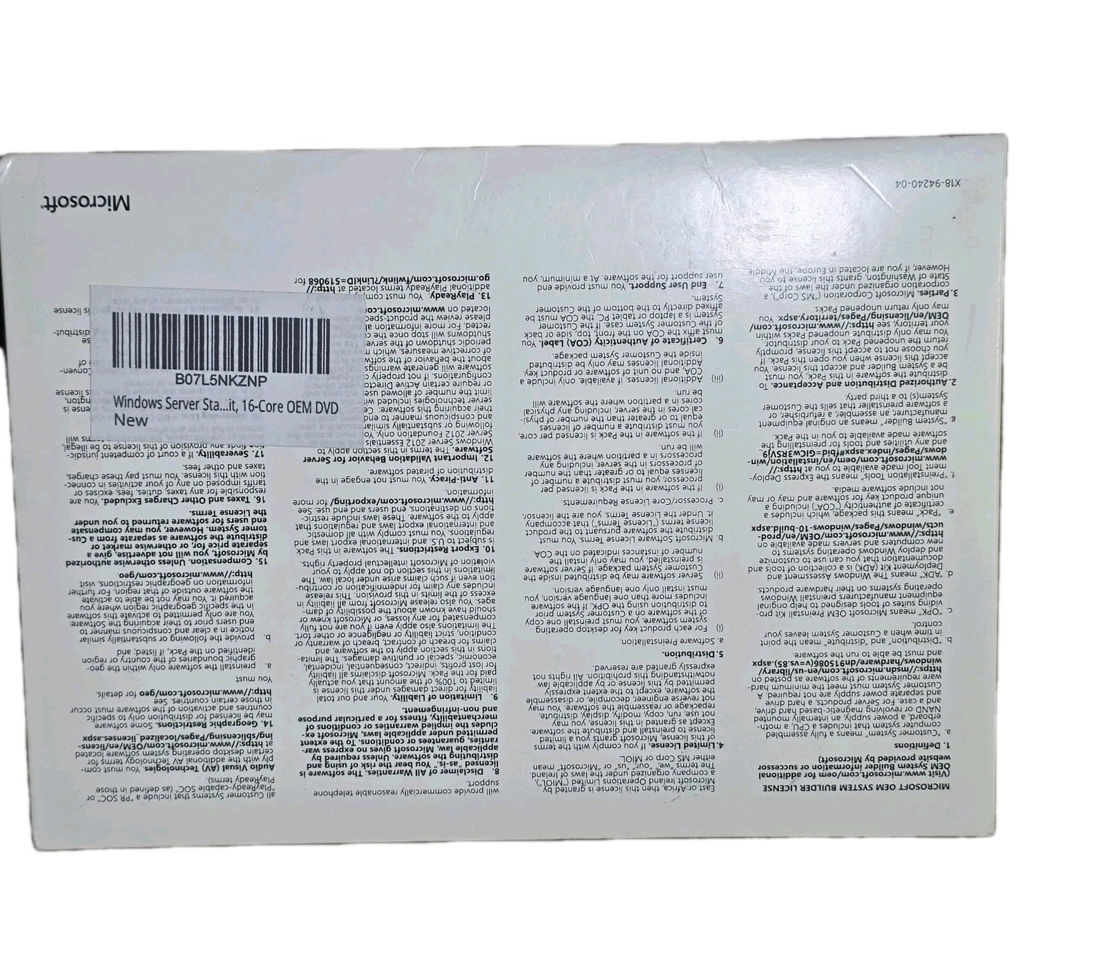 Microsoft Windows Server Standard 2016 64-bit DVD – P7307113 – 16 CORE BASE OEM