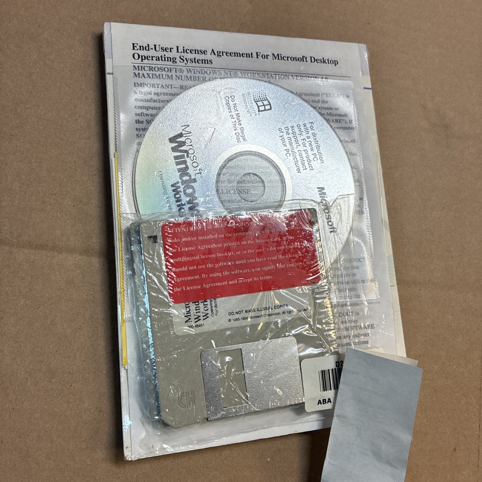 Vintage Windows NT Workstation CD & 3 Floppy Disks PC Only Sealed 1997 CoA