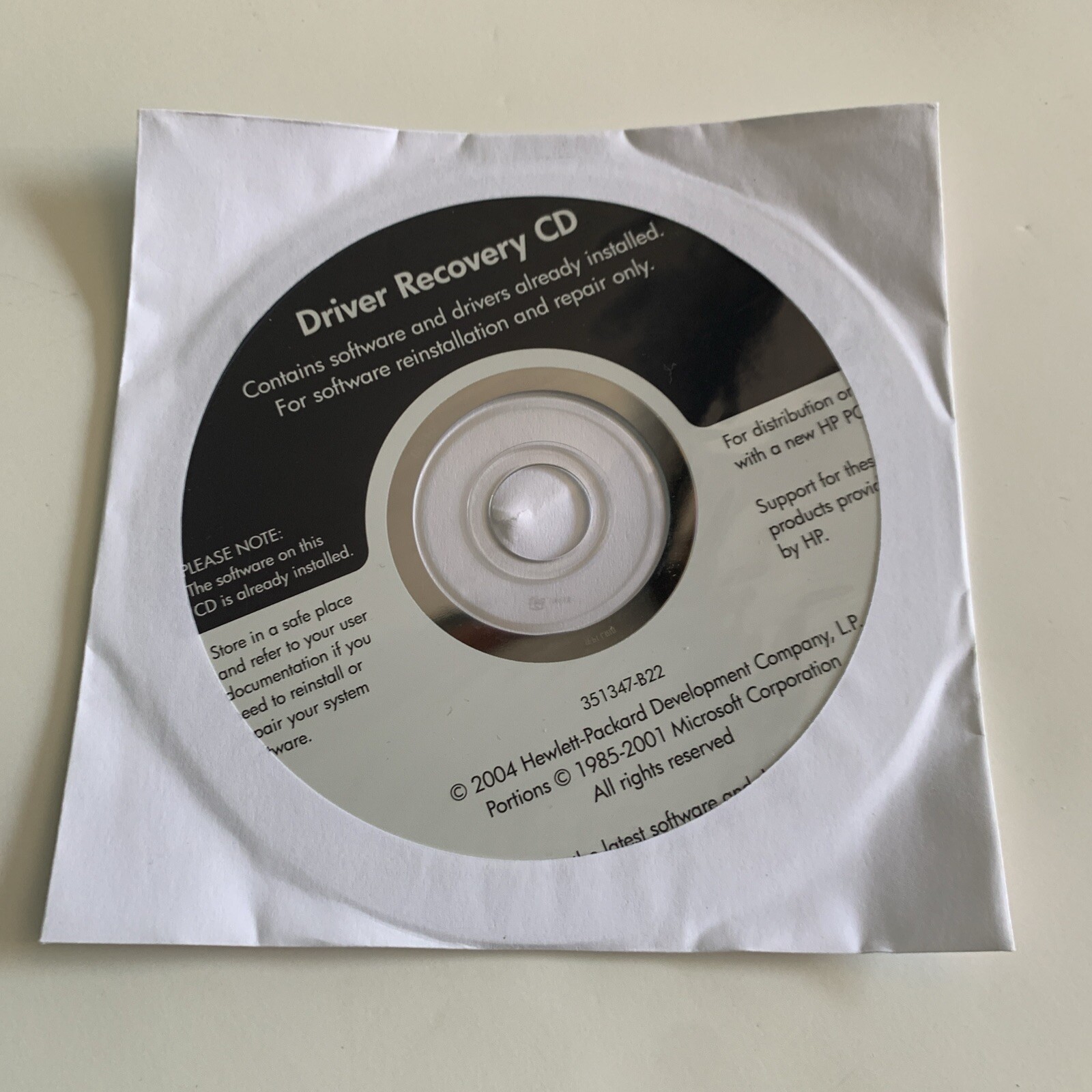 Microsoft Windows 2004 Hewlett Packard Driver Recovery CD