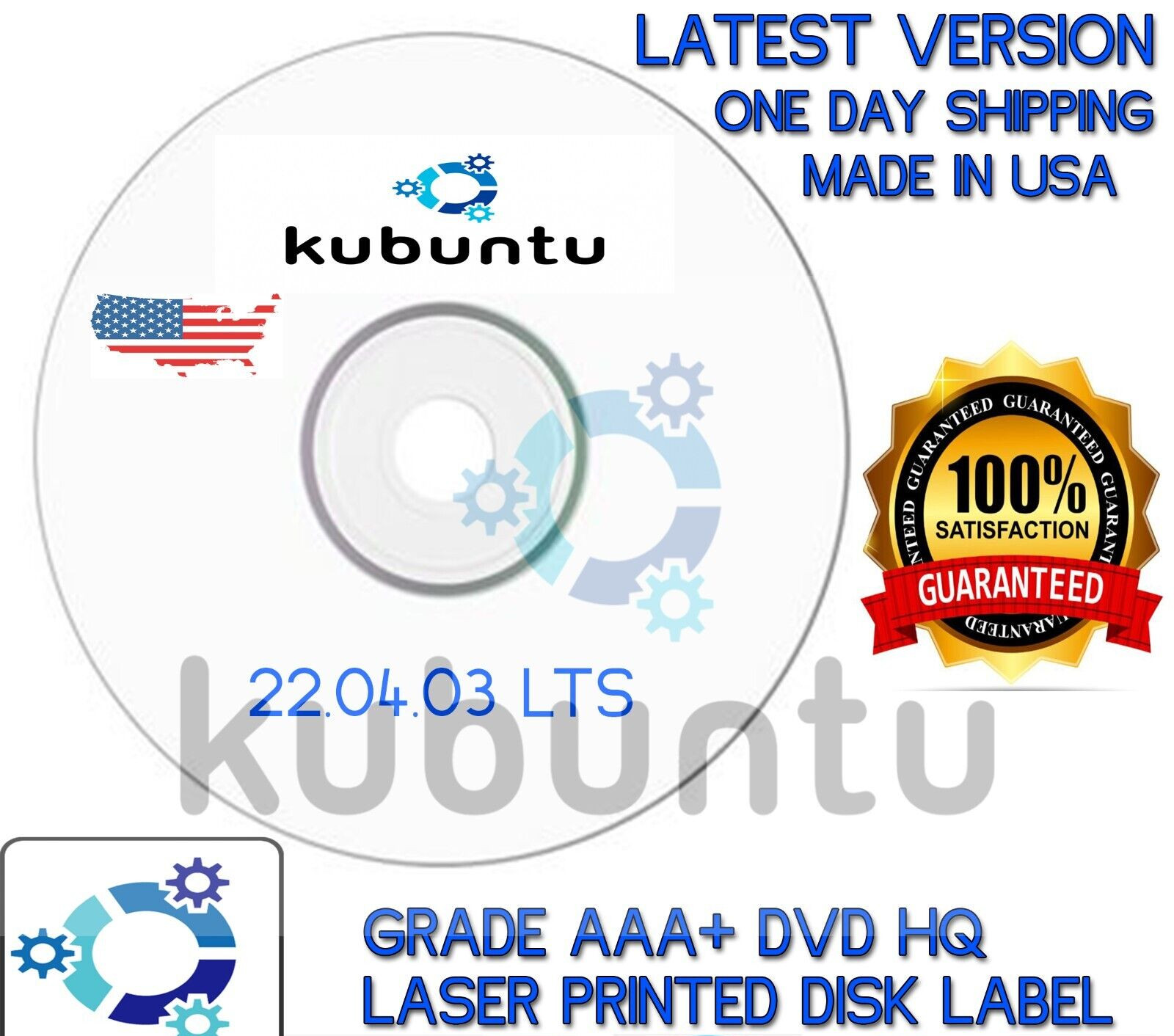 Kubuntu 22.04.03 LTS DVD Same Day Shipping „Make Old 64-Bit Computers FAST AGIEN