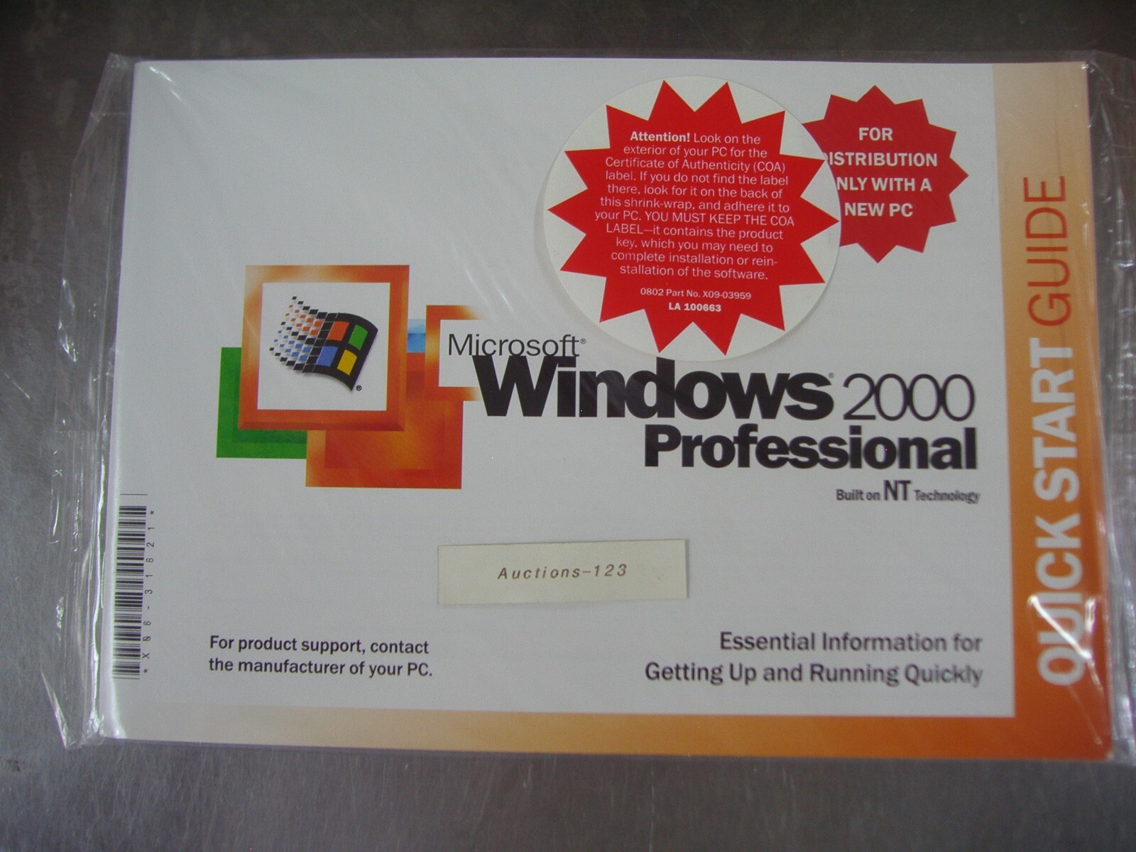 MICROSOFT WINDOWS 2000 PROFESSIONAL w/SP4 FULL OPERATING SYSTEM MS WIN PRO =NEW=