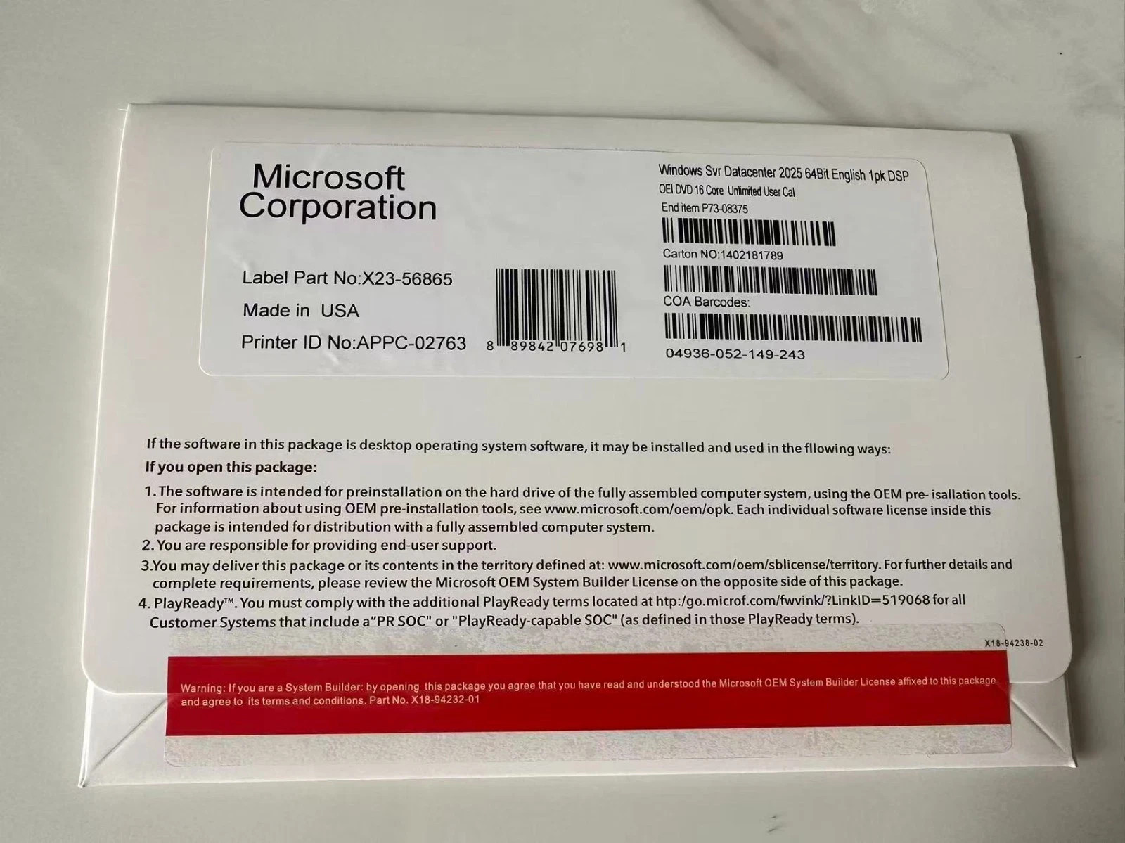 Windows Server 2025 Standard/Datacenter 64Bit 16/24 Core-Unlimited CALs With Key