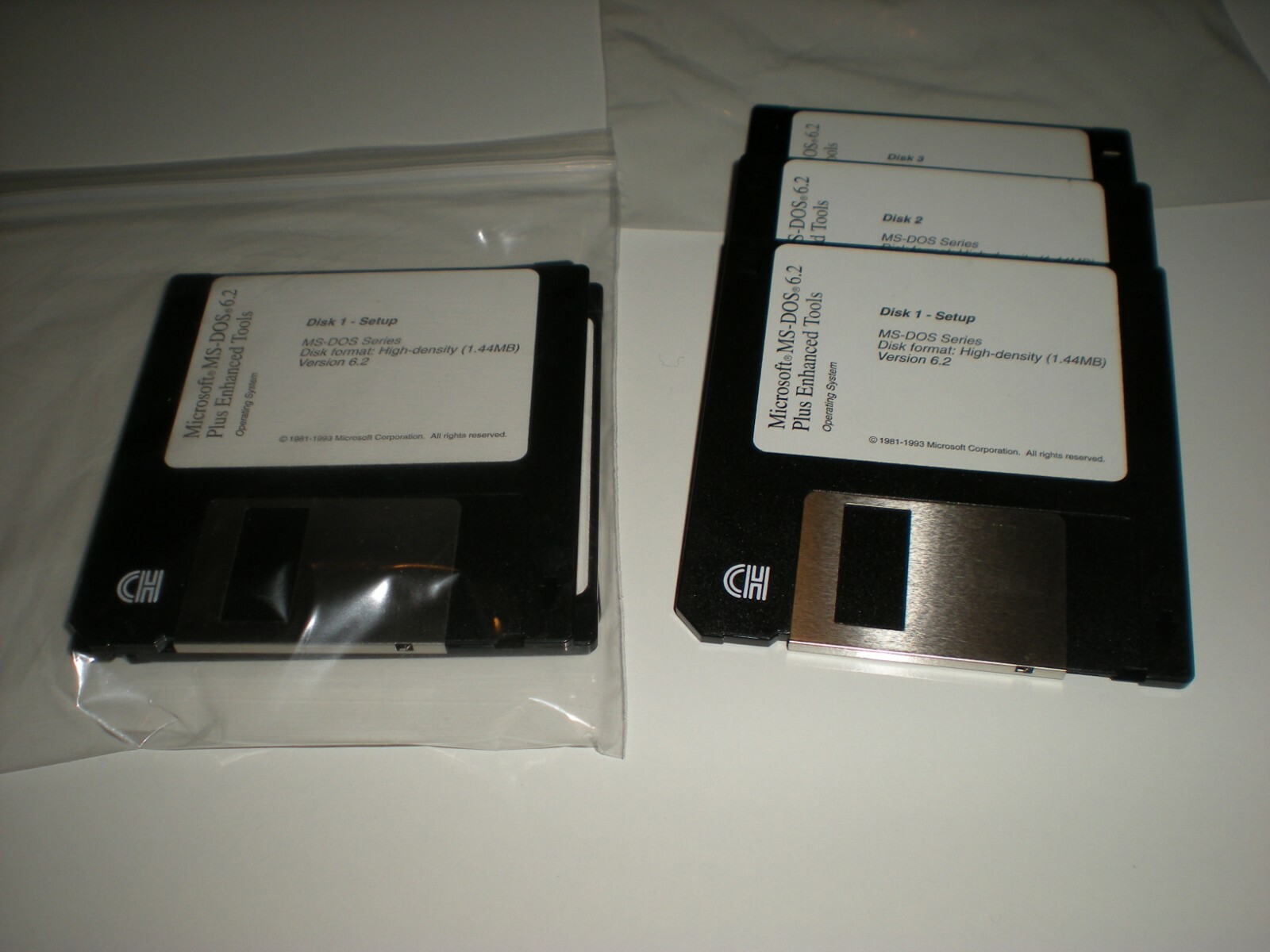 3.5″ Microsoft MS-Dos 6.2 disks. New opened disks only. With spare set. Blemish.