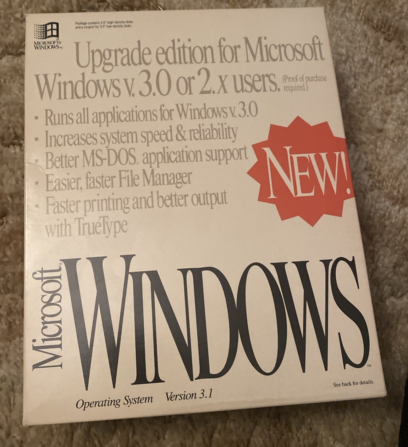 Microsoft Windows Version 3.1 Upgrade Edition Windows 3.0 Or 2.X Users