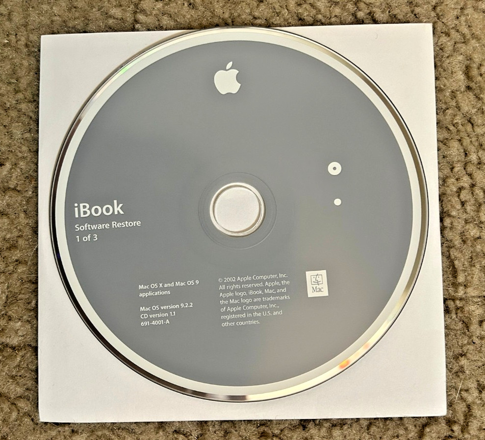 Vintage Apple iBook Software Restore Install Discs Lot – 8 Disks & Case OS X
